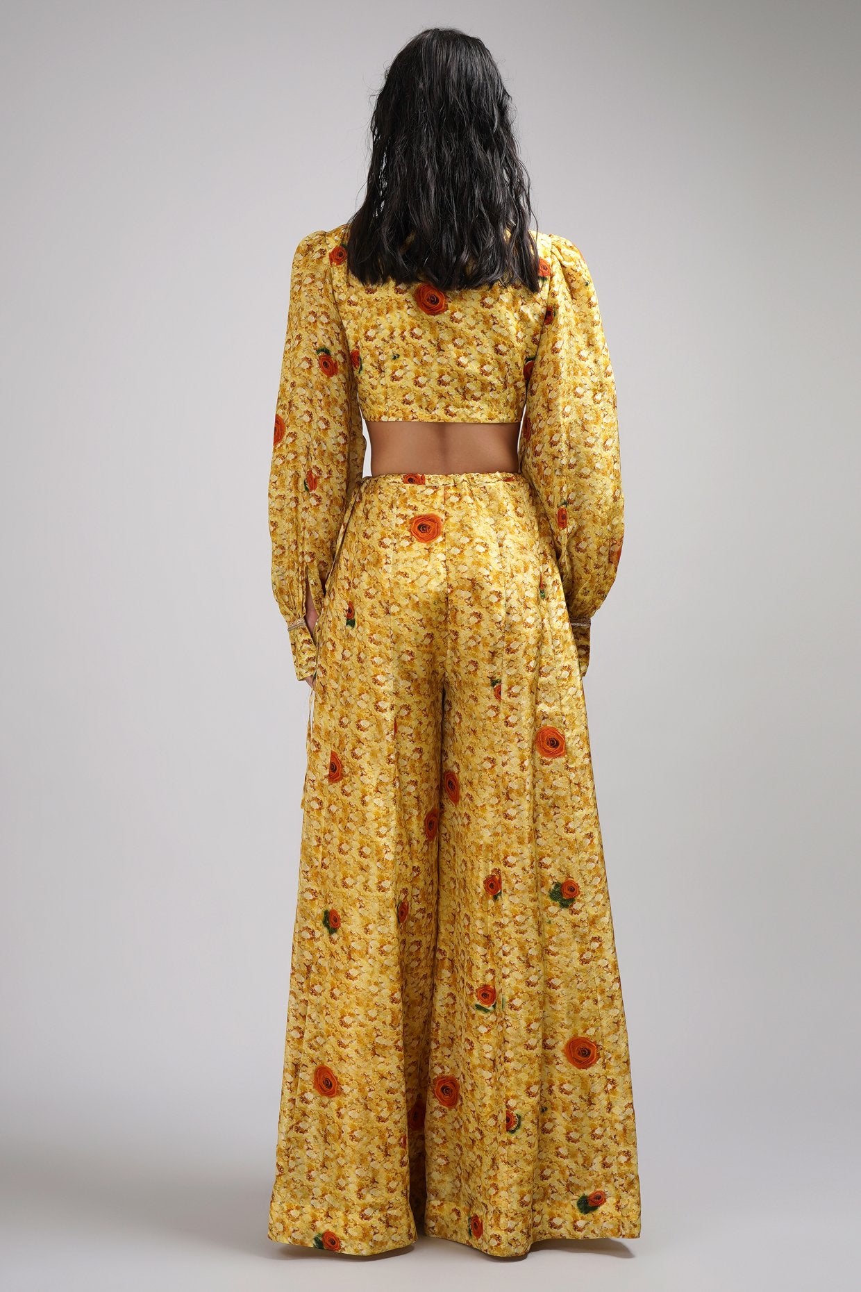 V- Neck Crop Top And Sharara Set