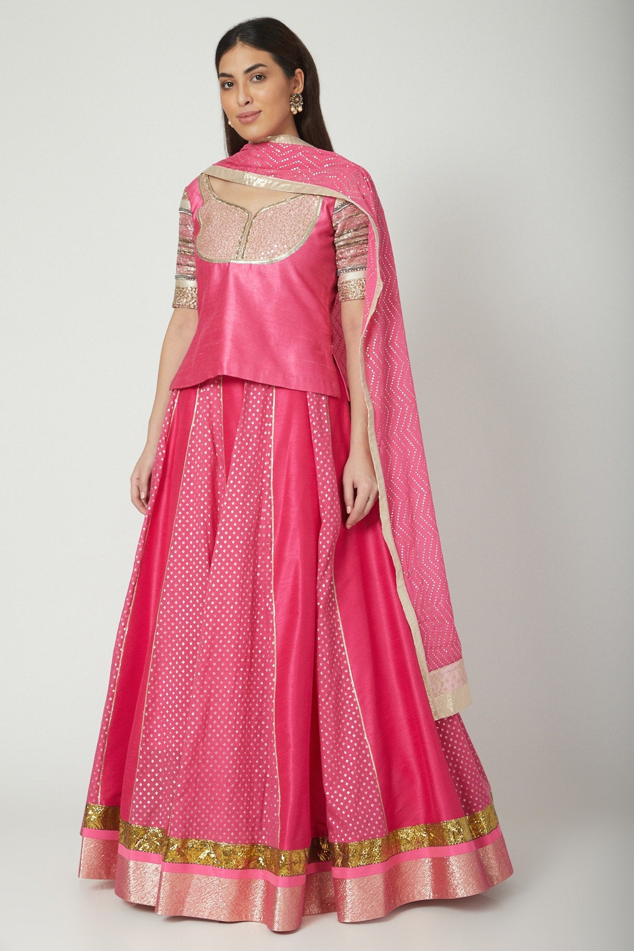 Fuchsia Embroidered Lehenga Set
