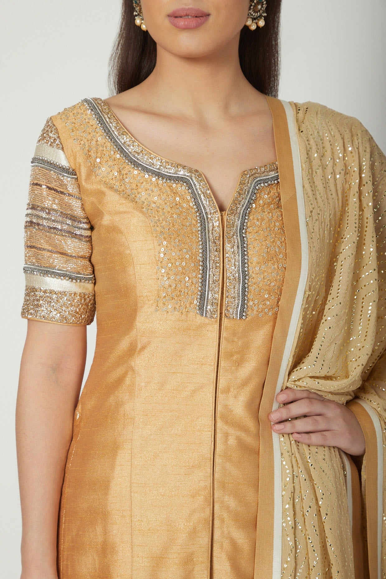 Mustard Embroidered Kurta Set