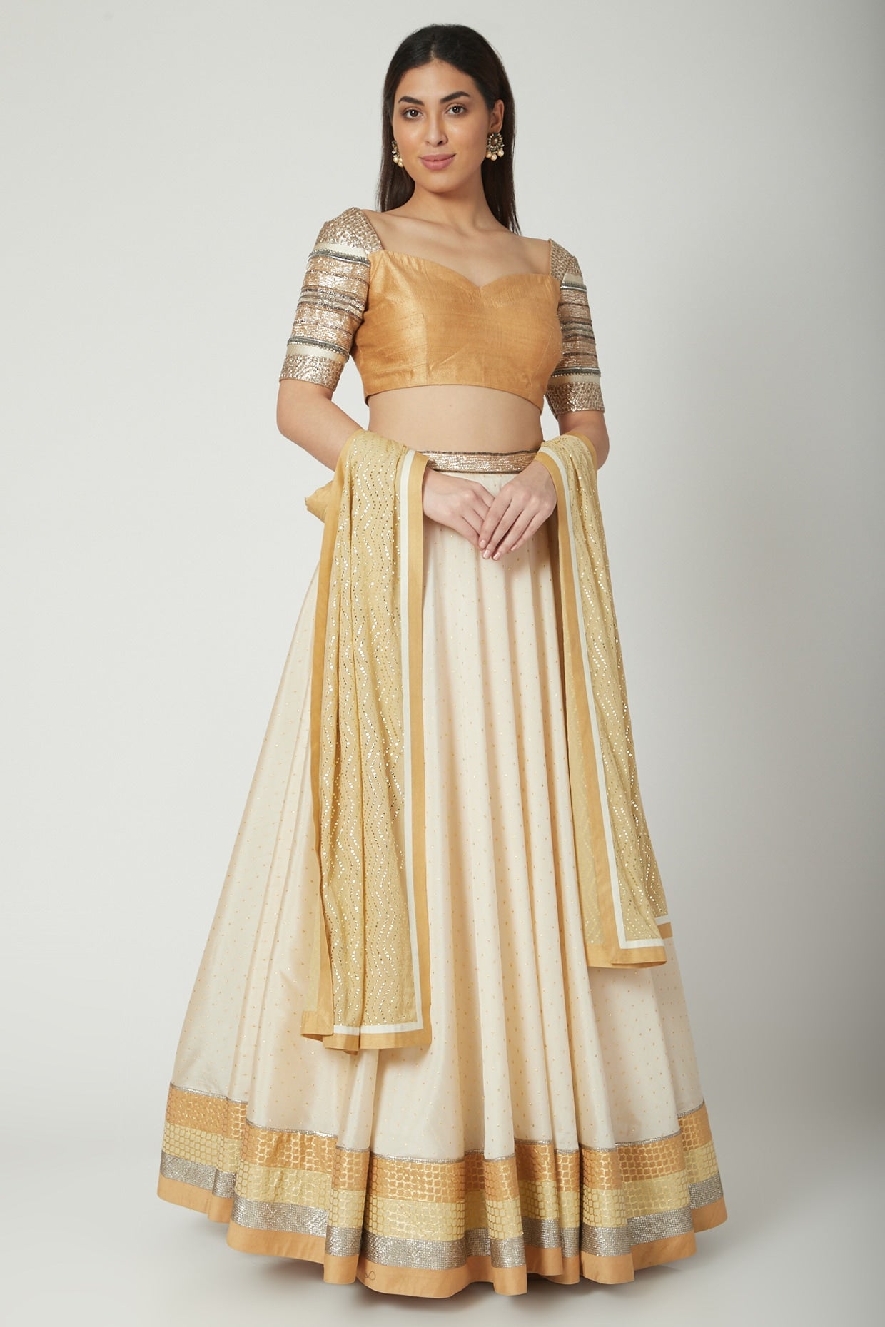 Mustard Embroidered Lehenga Set