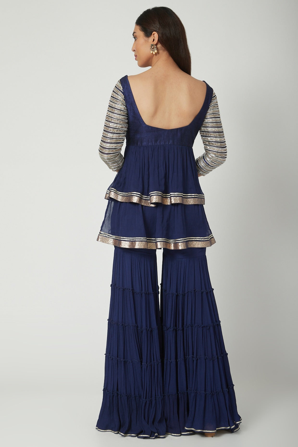 Cobalt Blue Embroidered Sharara Set