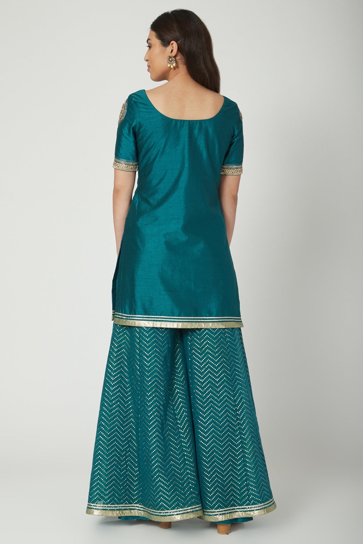 Emerald Green Embroidered Sharara Set