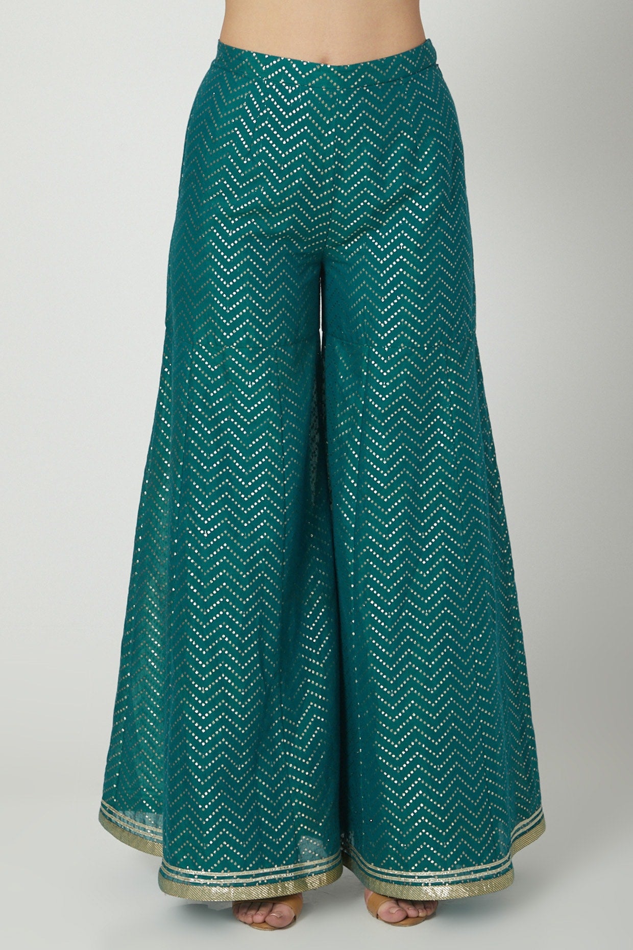 Emerald Green Embroidered Sharara Set