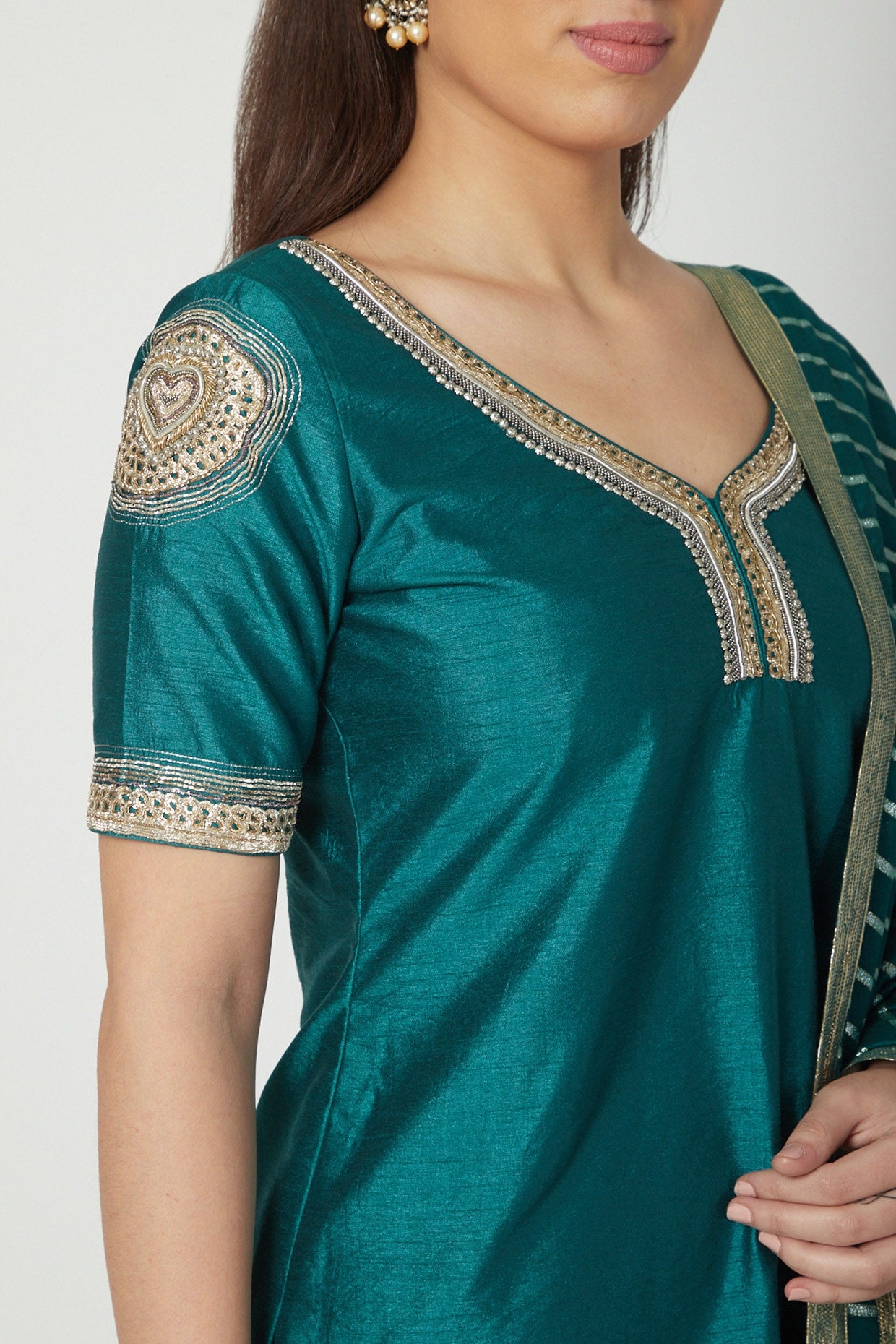 Emerald Green Embroidered Sharara Set