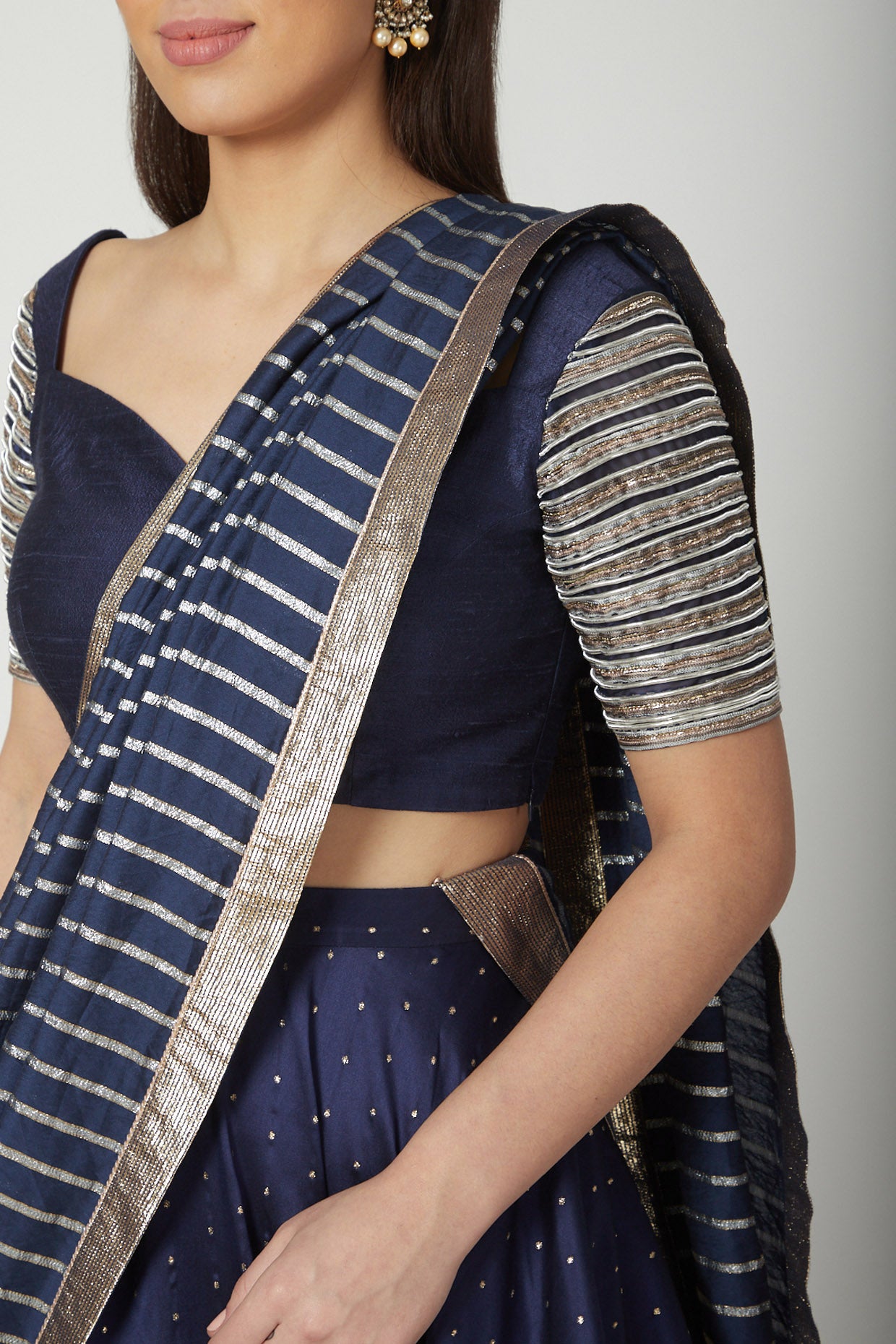 Cobalt Blue Embroidered Lehenga Set