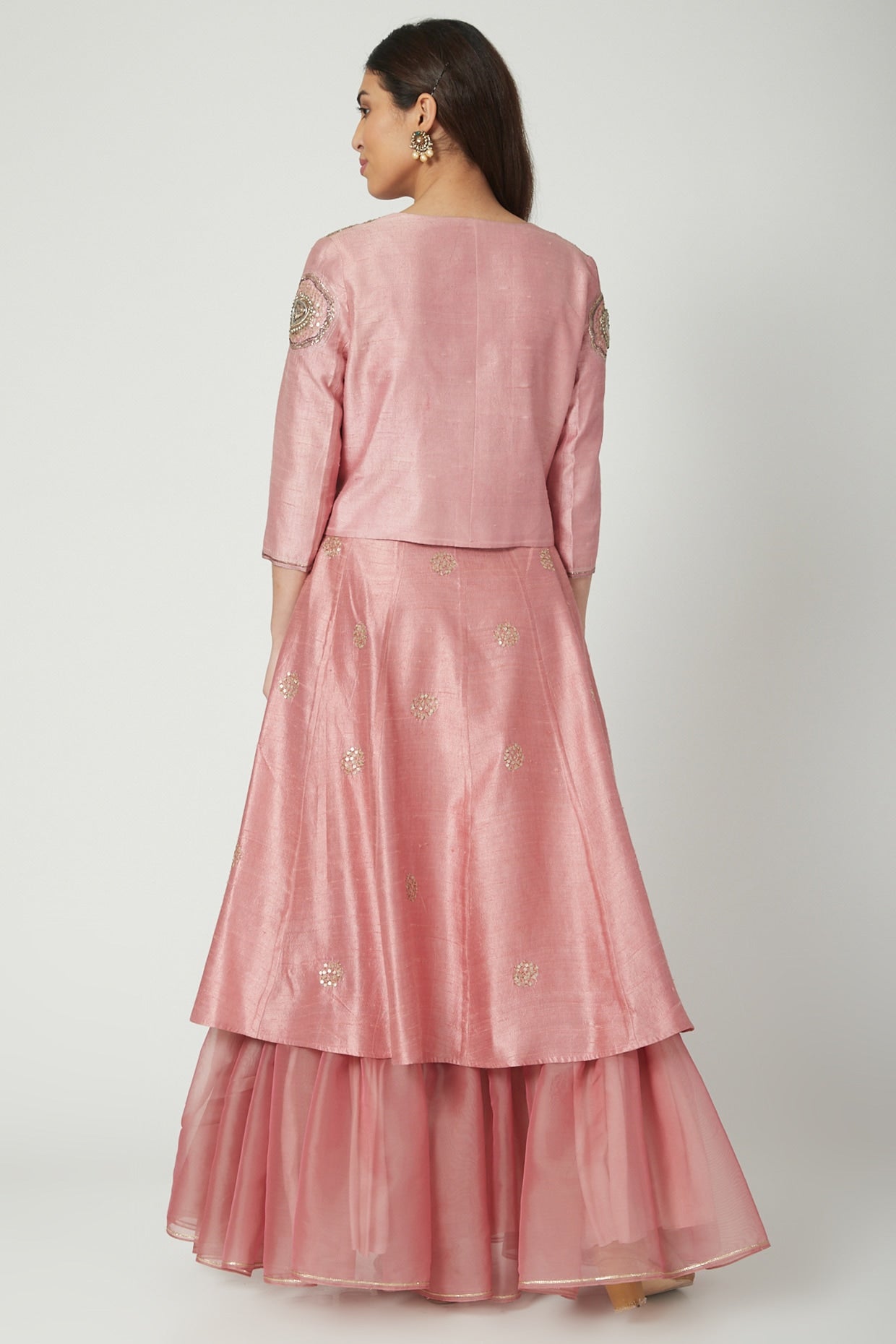 Blush Pink Embroidered Jacket Set