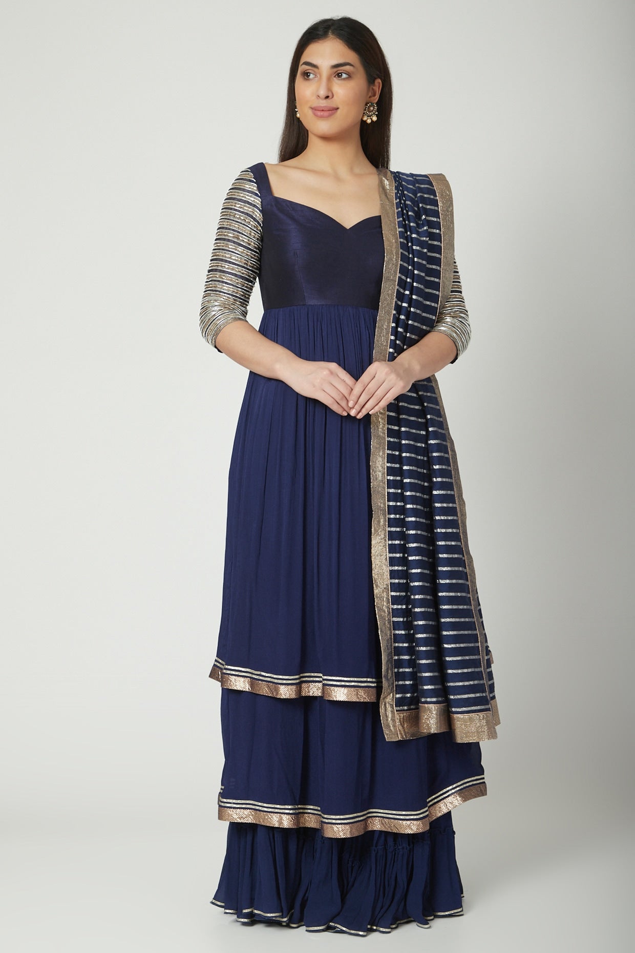 Cobalt Blue Embroidered Sharara Set