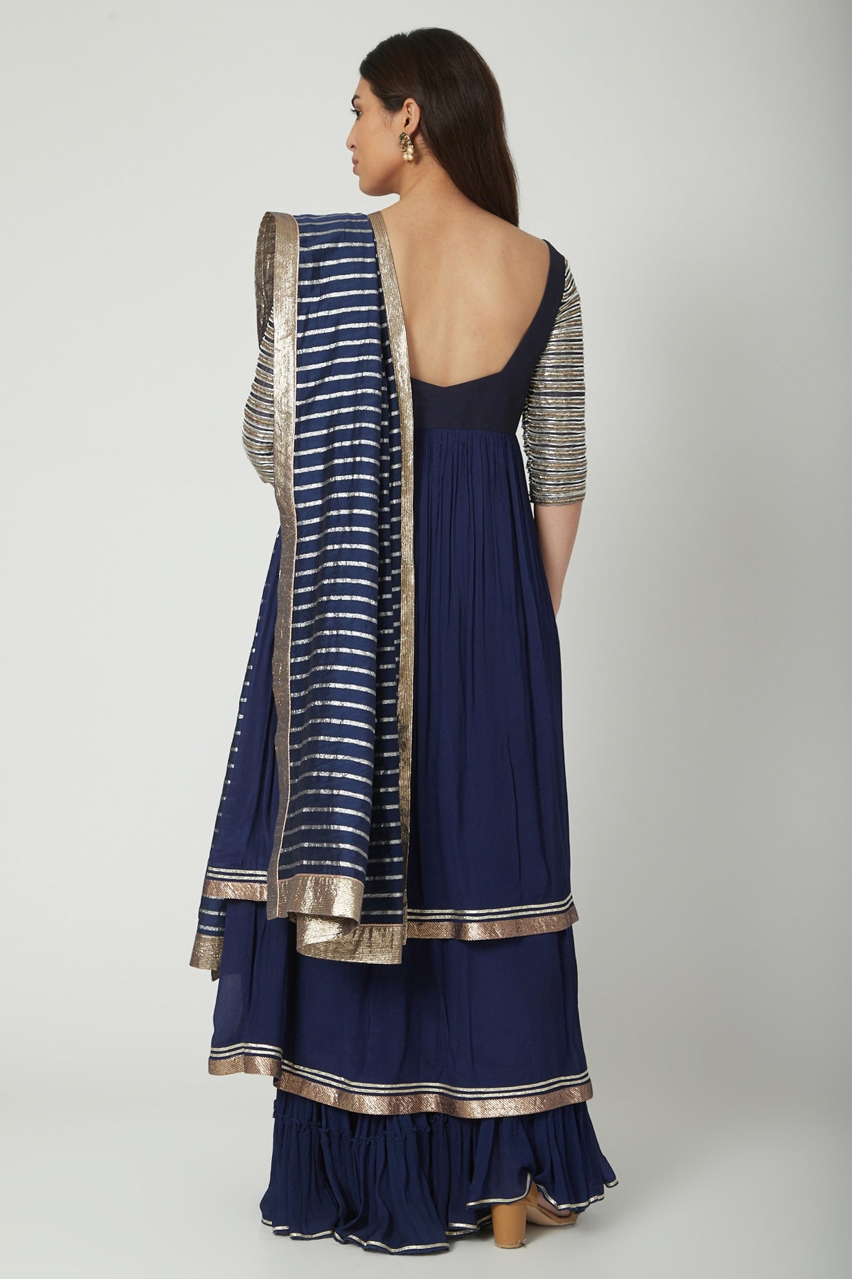 Cobalt Blue Embroidered Sharara Set