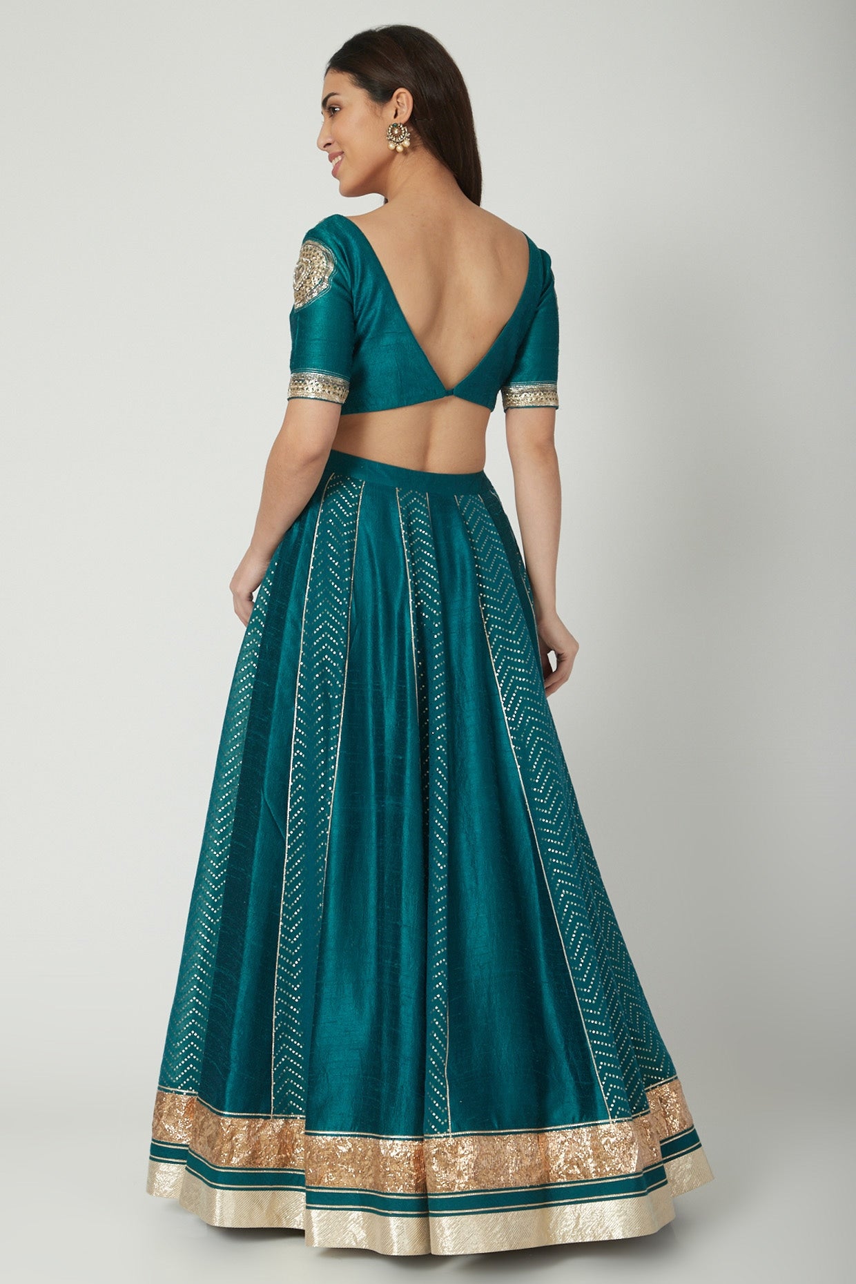 Emerald Green Zardosi Embroidered Lehenga Set