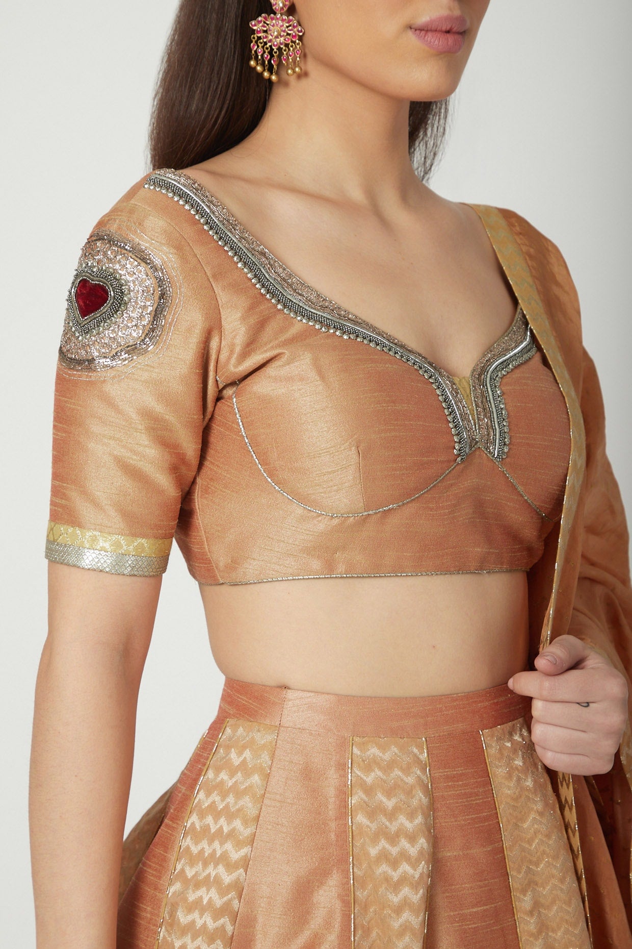 Bronze Zardosi & Dabka Embroidered Lehenga Set