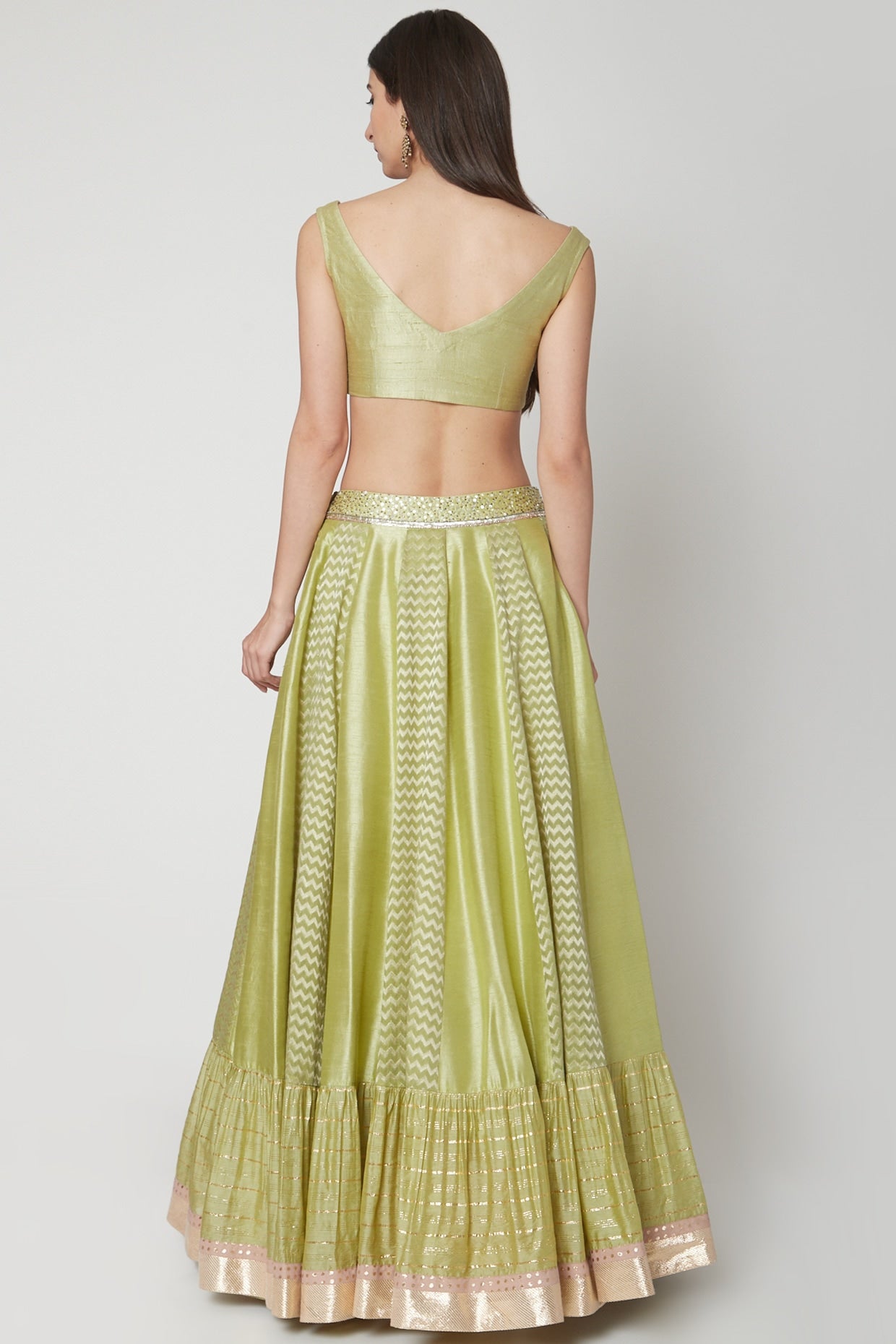 Apple Green Embroidered Lehenga Set
