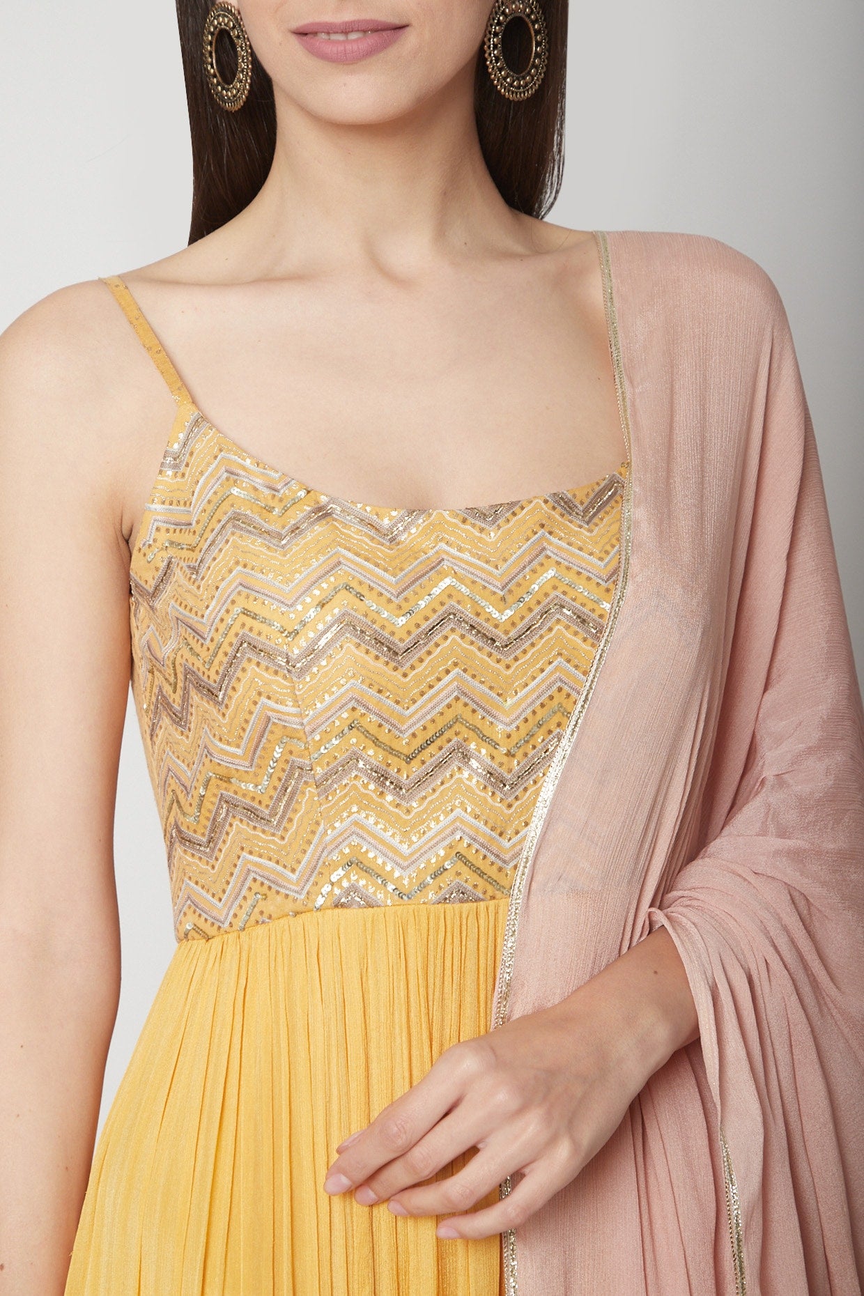 Yellow Embroidered Anarkali Set