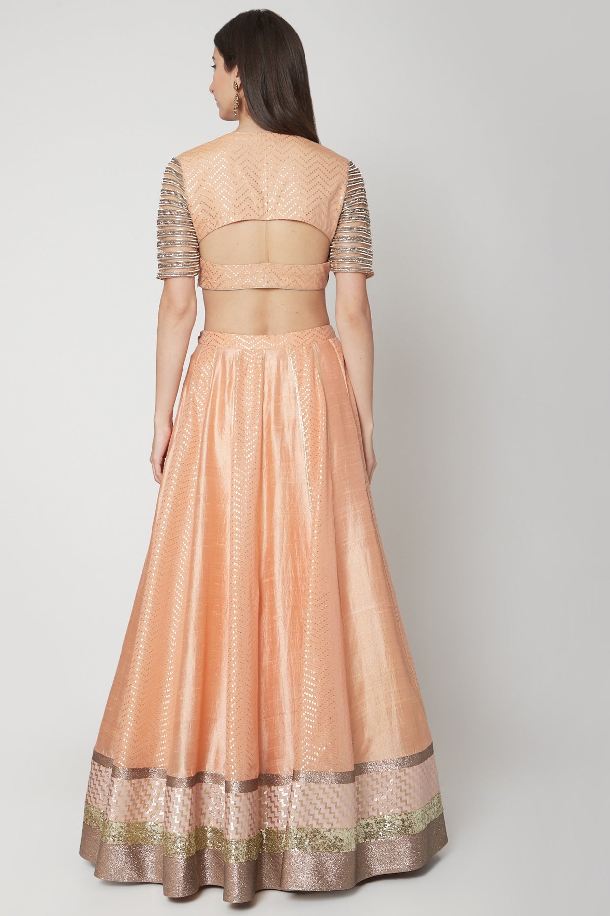 Orange Embroidered Lehenga Set
