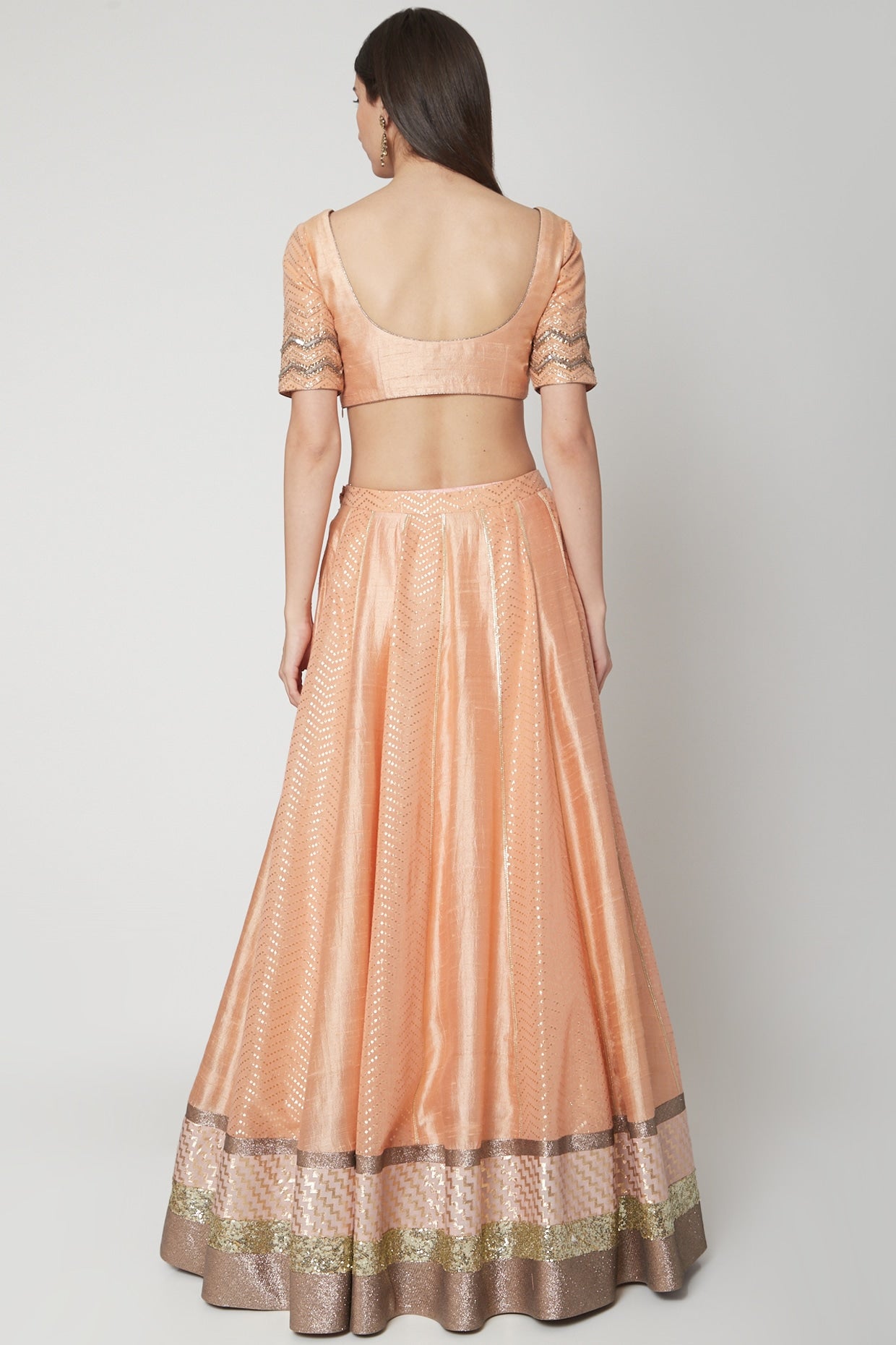 Sunset Orange Embroidered Lehenga Set