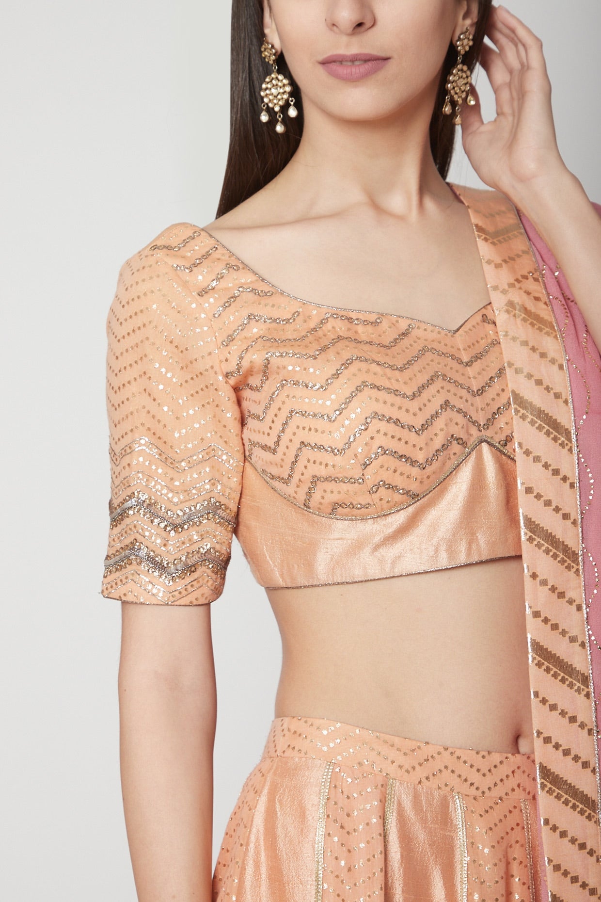 Sunset Orange Embroidered Lehenga Set