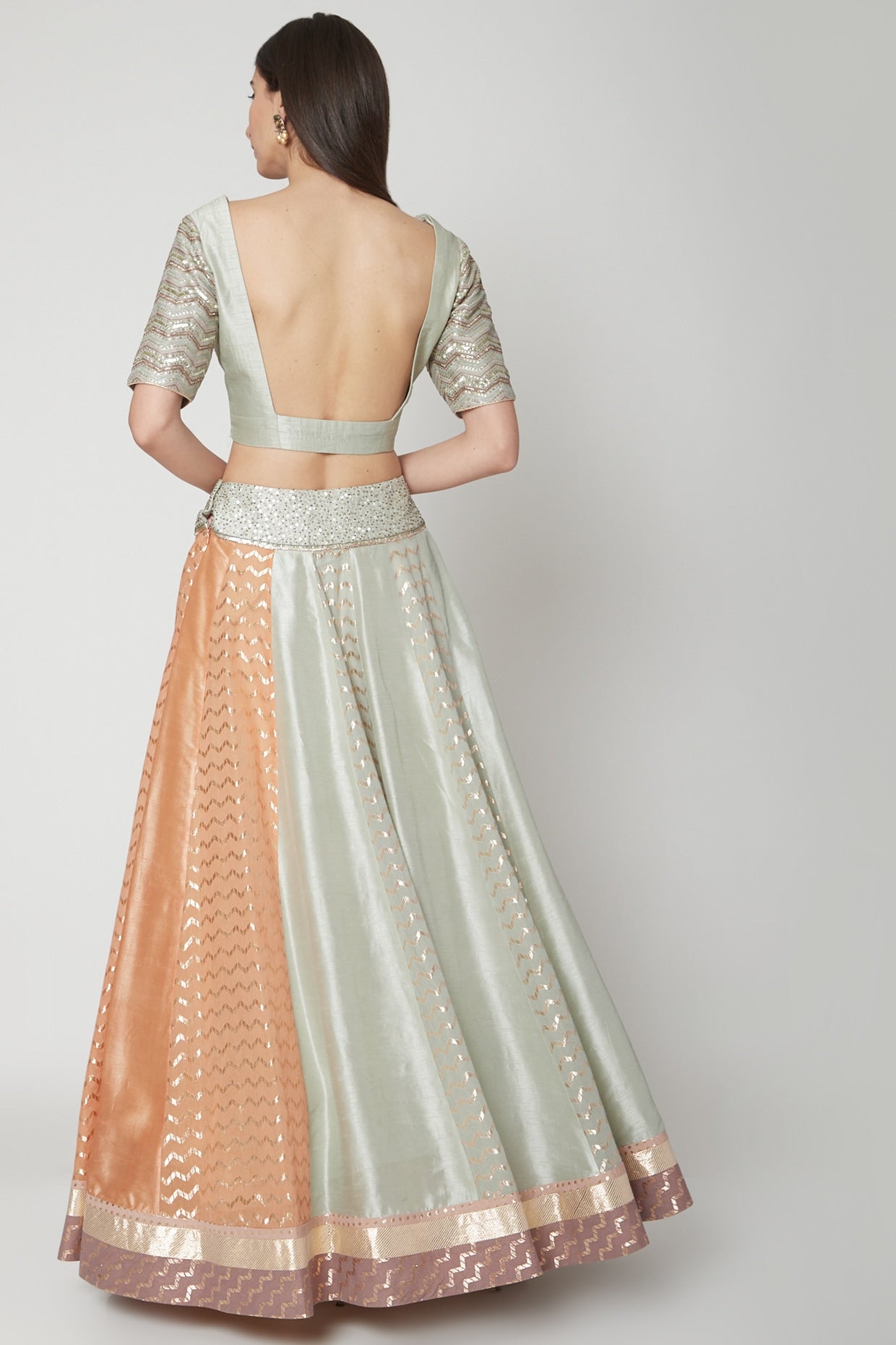 Aqua Blue Zardosi Embroidered Lehenga Set
