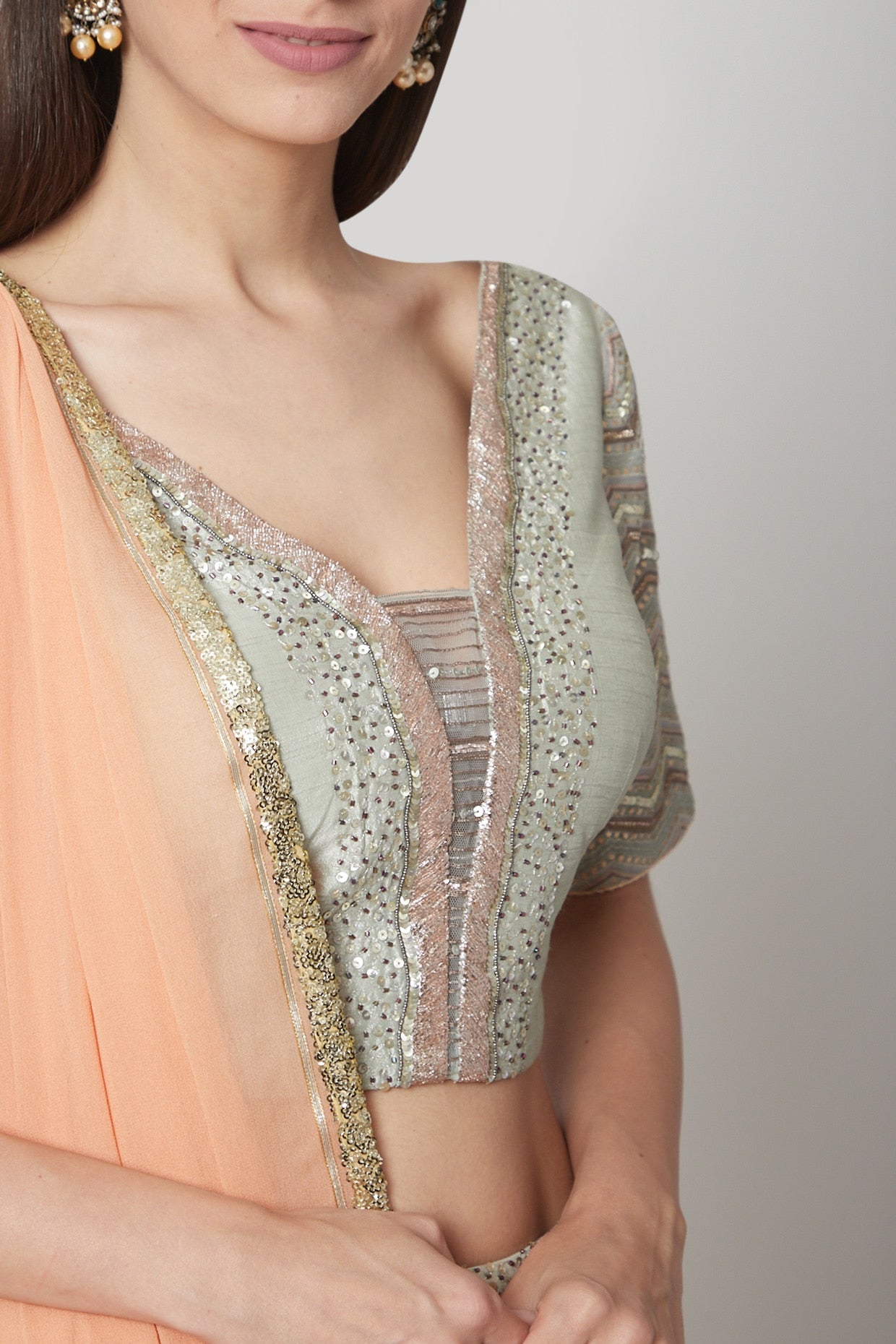 Aqua Blue Zardosi Embroidered Lehenga Set