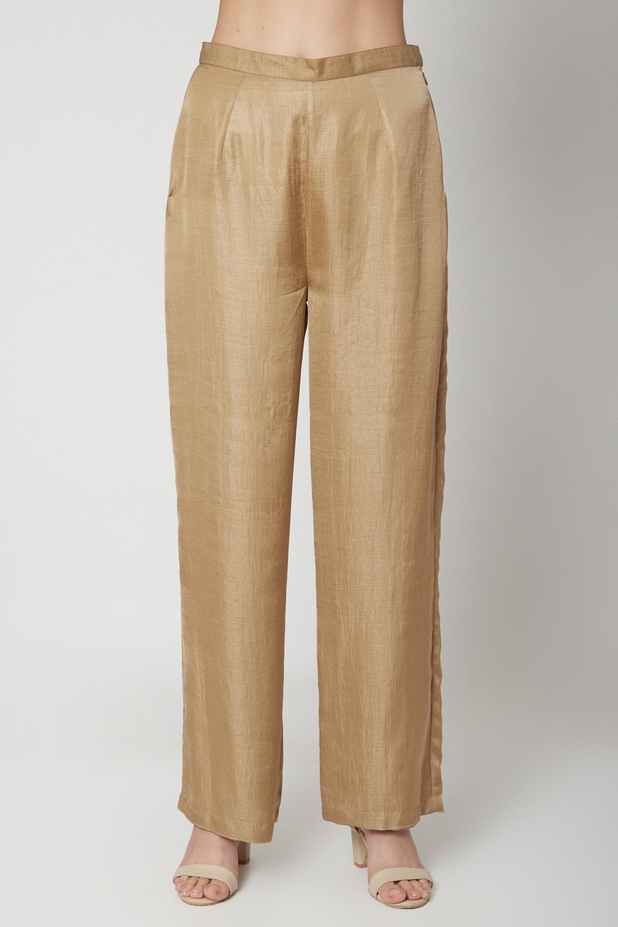 Dark Beige Embroidered Kurta With Pants