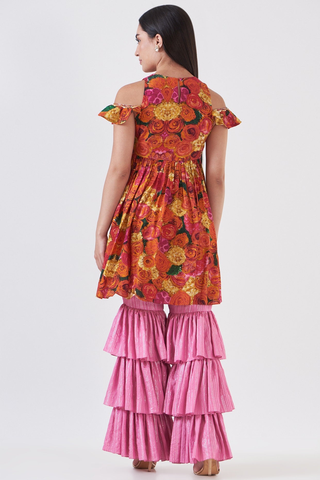 Pink Cotton Silk Sharara Set