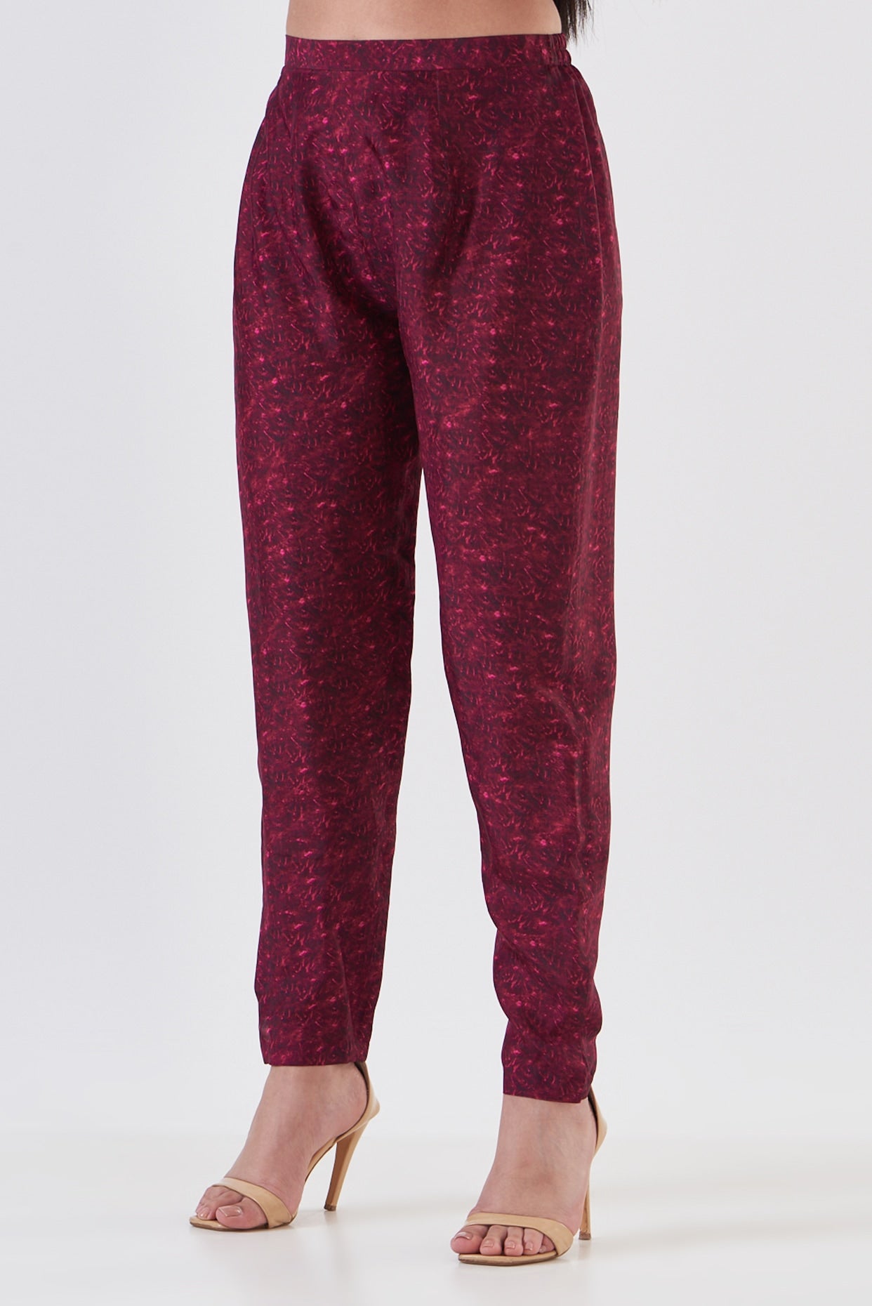 Purple & Pink Upada Silk & Chinon Pant Saree Set