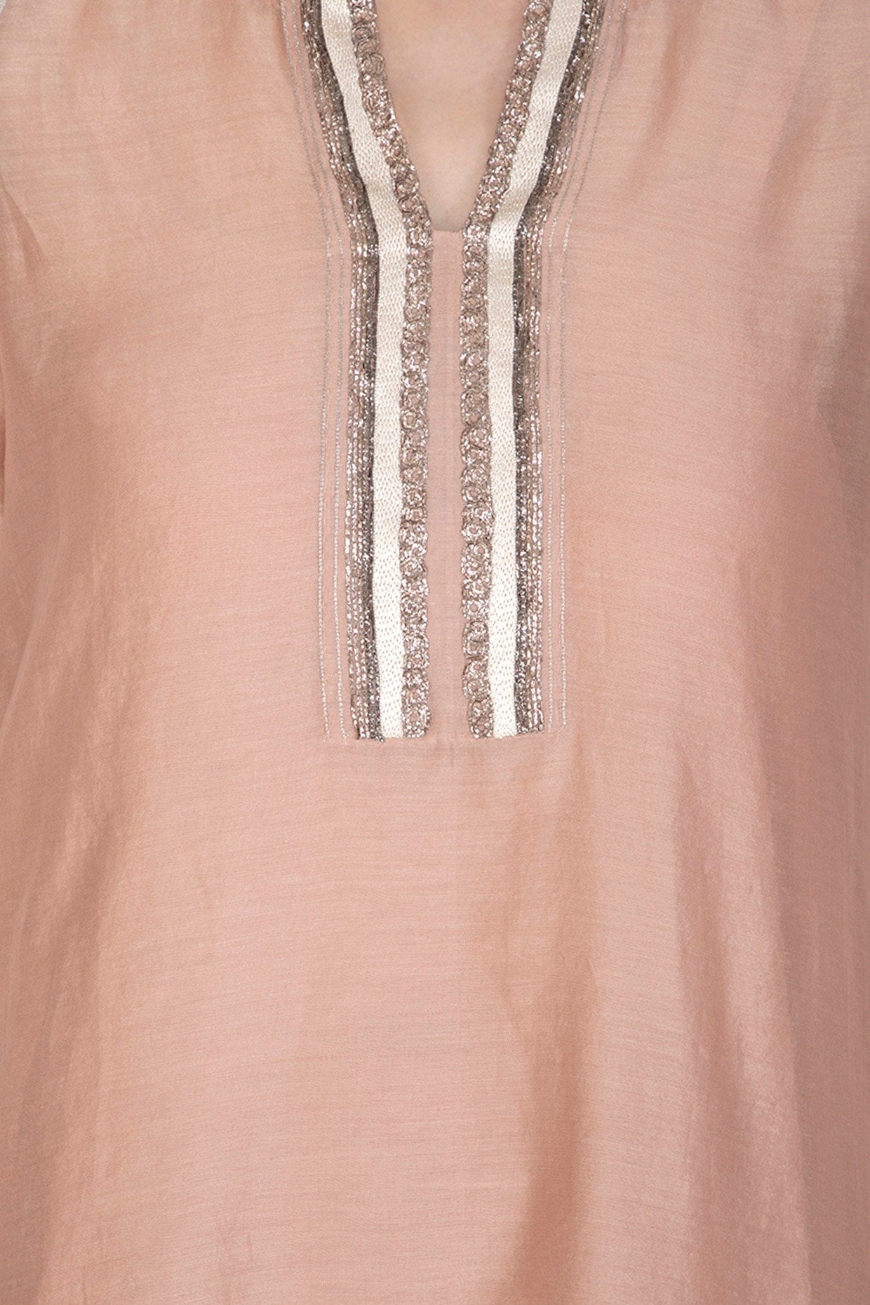 Rusty Peach Embroidered Kurta With Pants