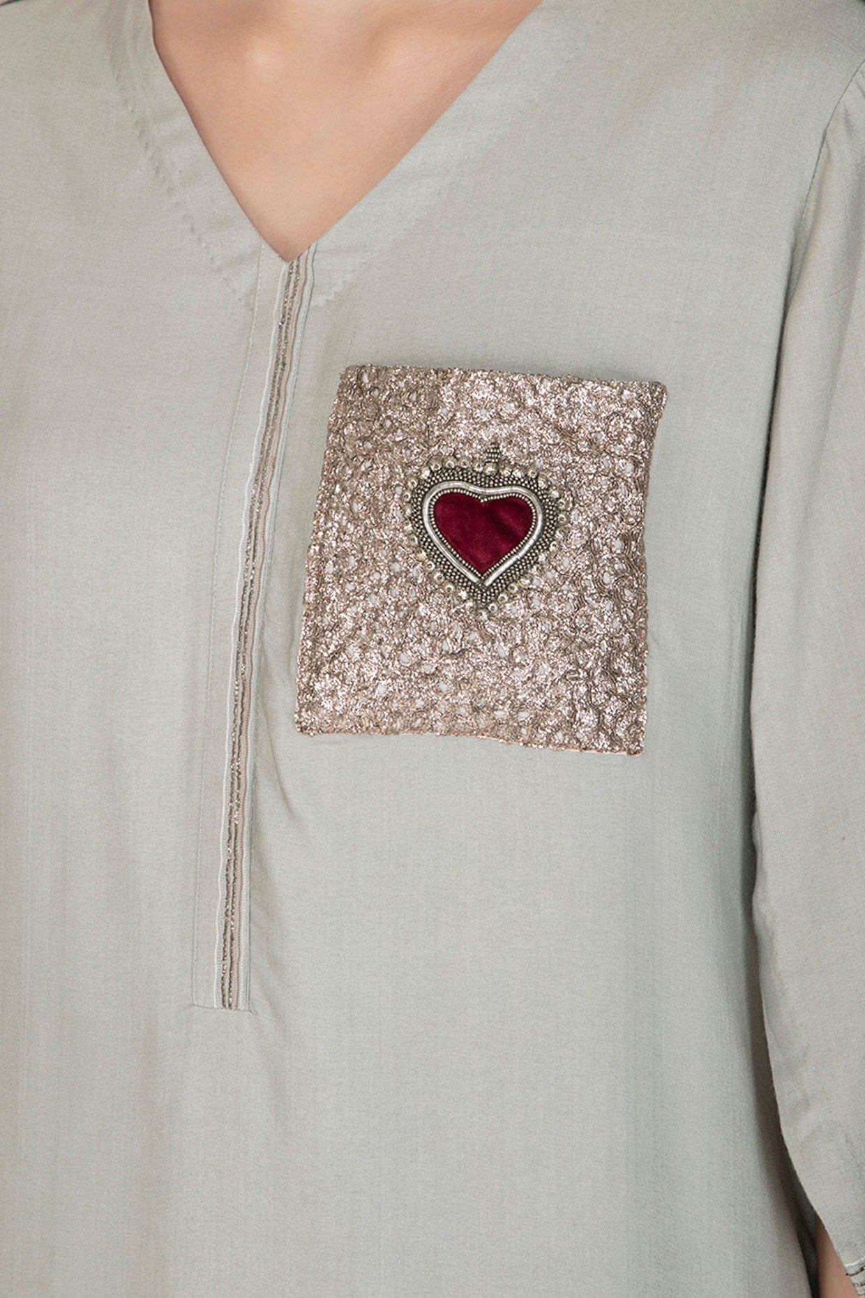 Rusty Green Embroidered Kurta