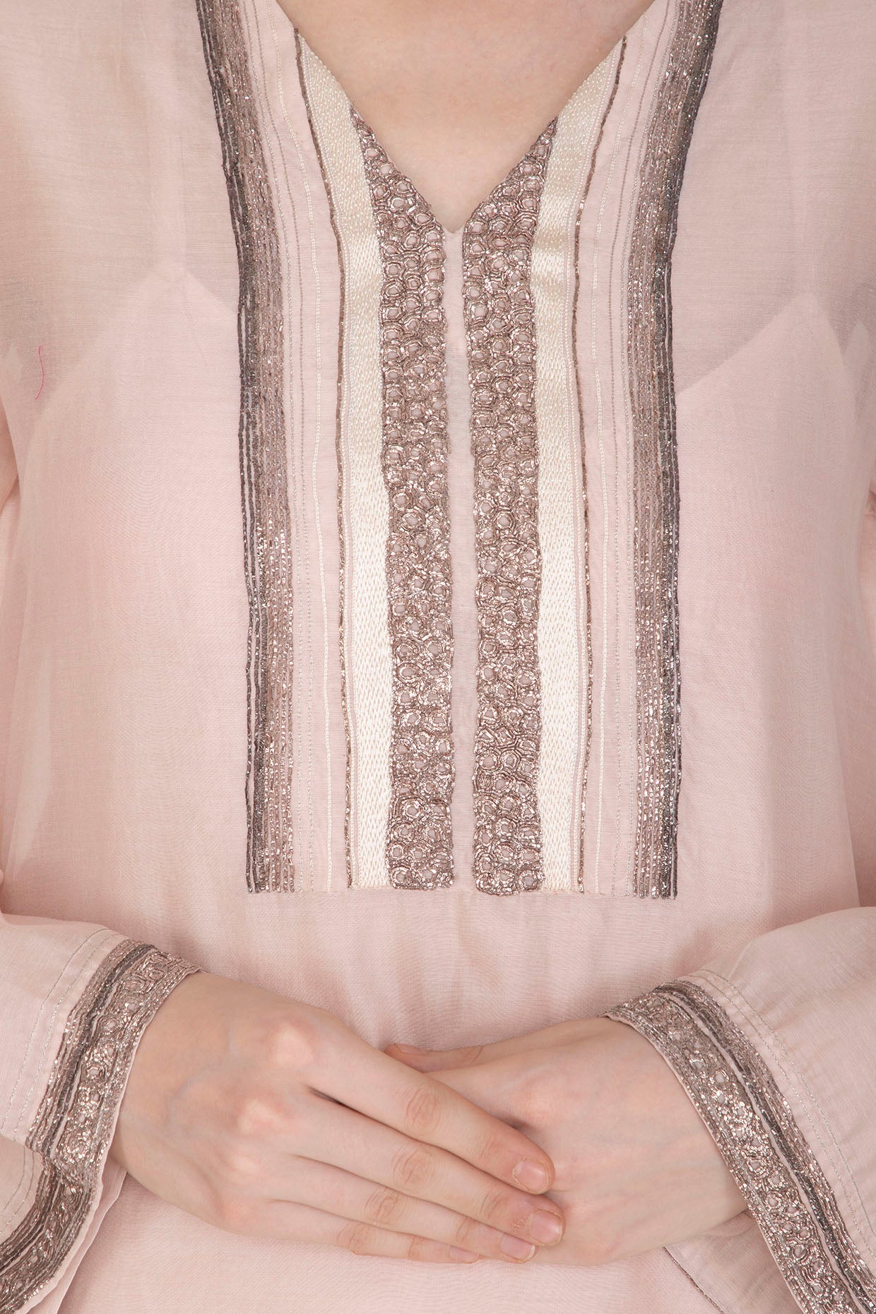 Off White Embroidered Kurta With Palazzo Pants