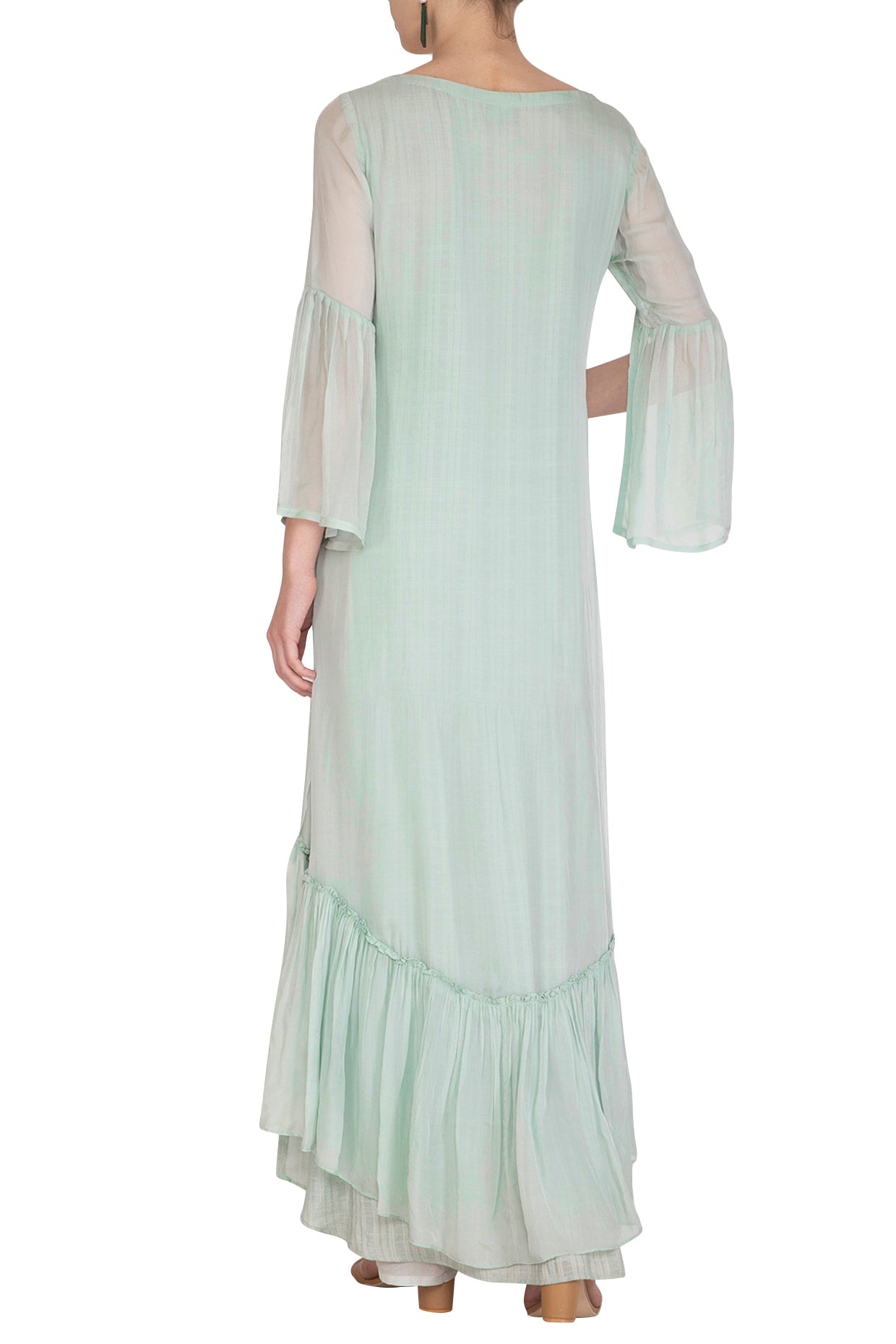 Aqua Blue Embroidered Kurta With Straight Pants