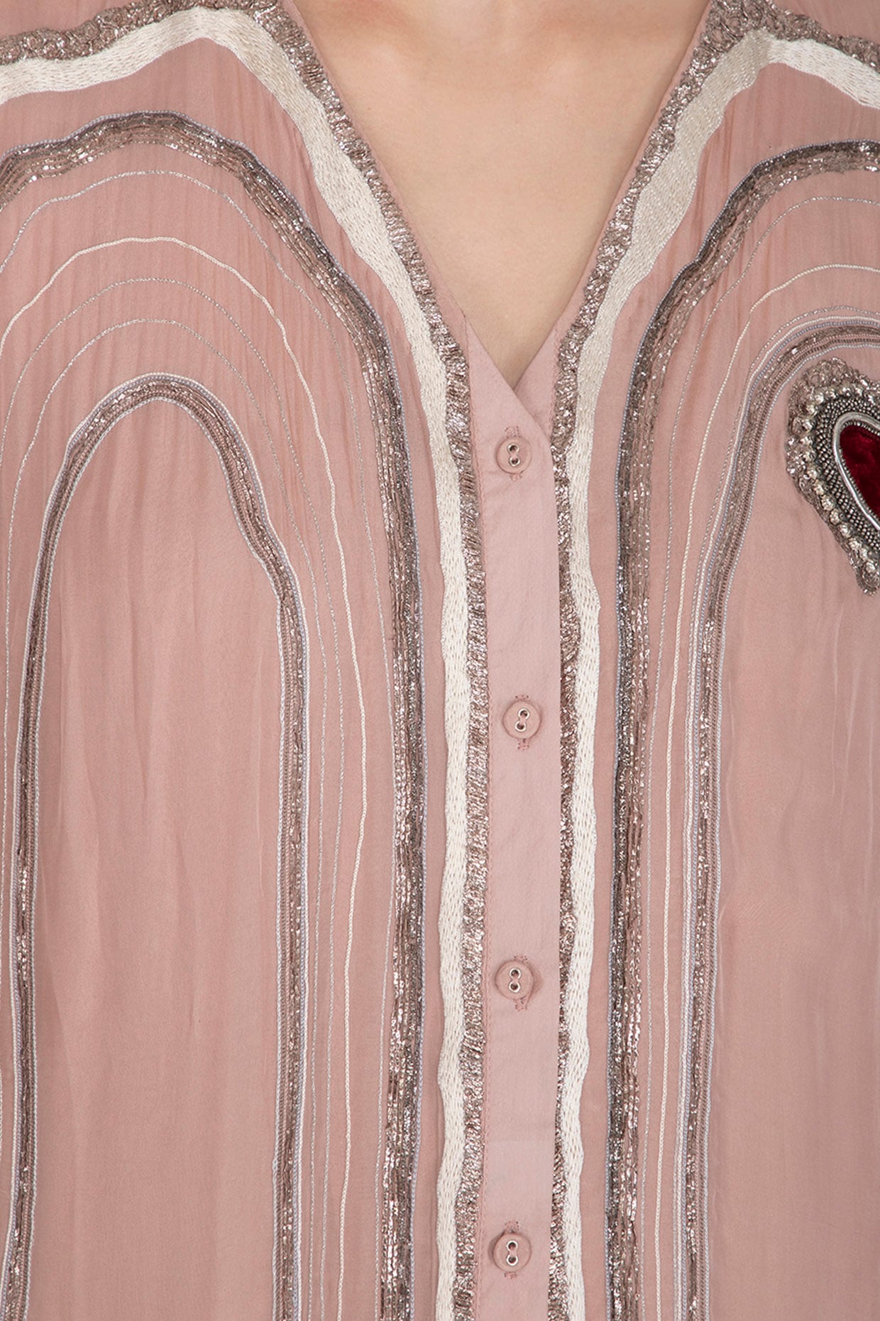 Icy Peach Embroidered Kurta With Inner Dress