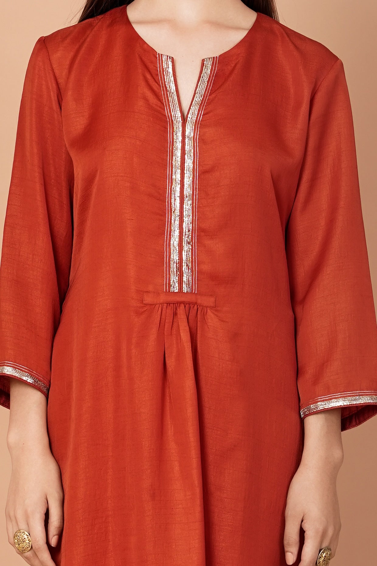 Scarlet Red Embroidered Kurta Set