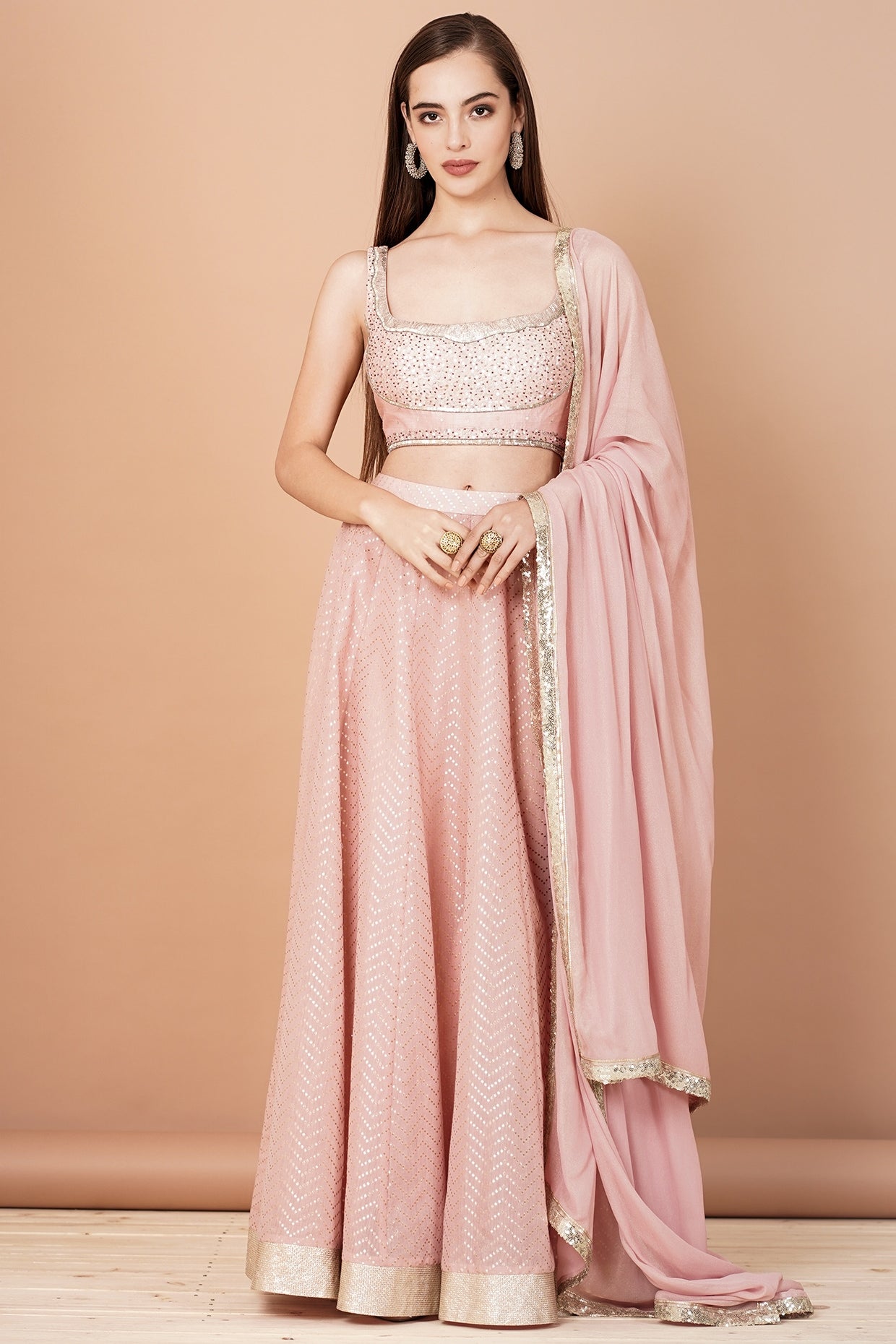 Soft Pink Embroidered Lehenga Set