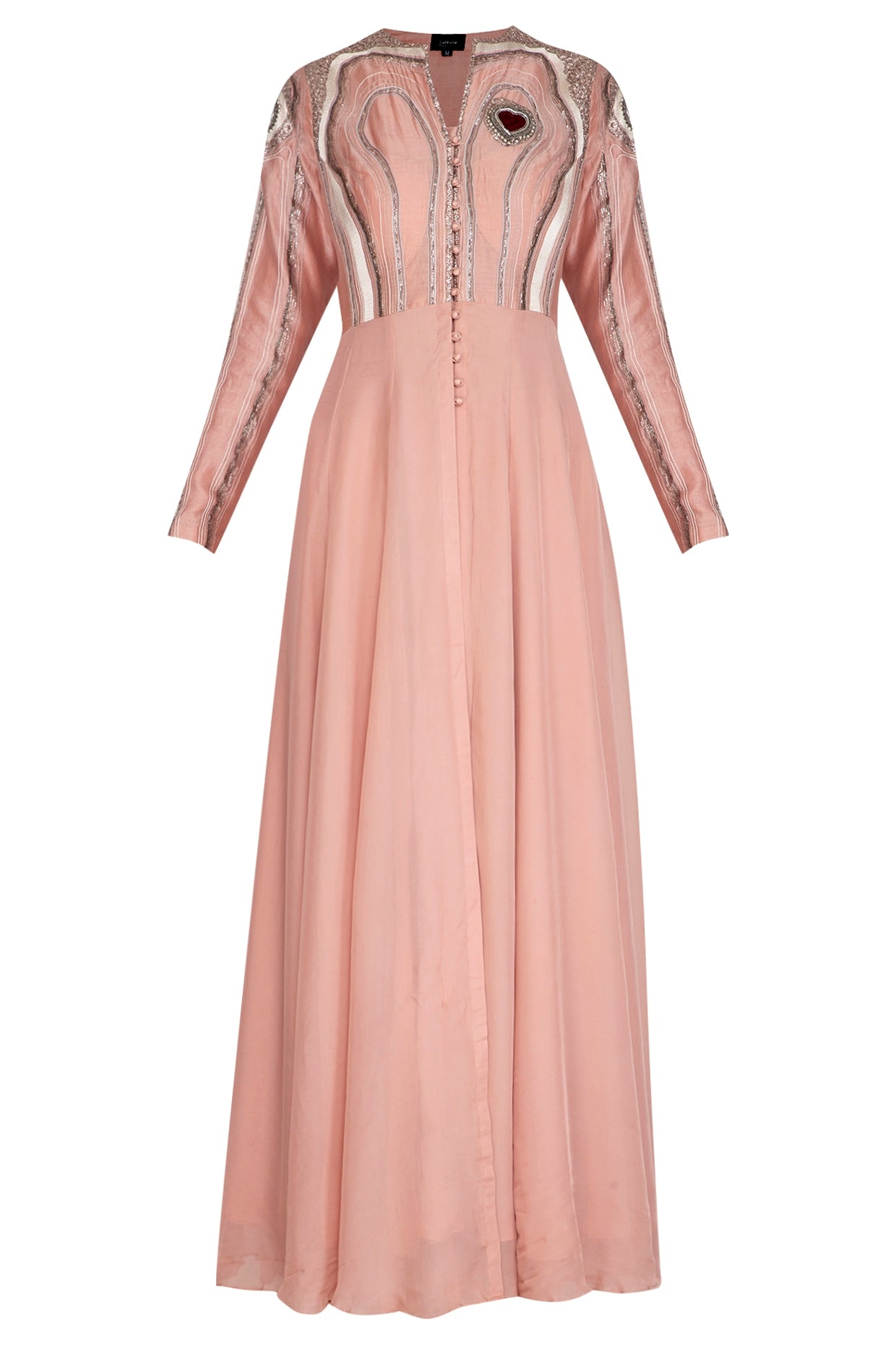 Icy Peach Embroidered Anarkali Set
