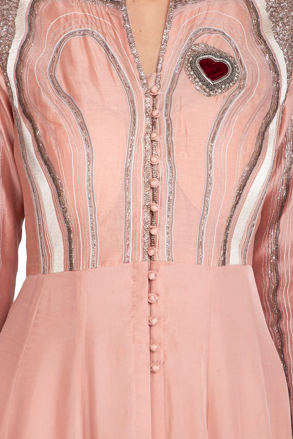 Icy Peach Embroidered Anarkali Set
