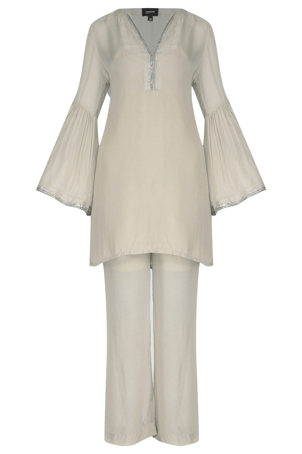 Sage Green Embellished Kurta With Pants