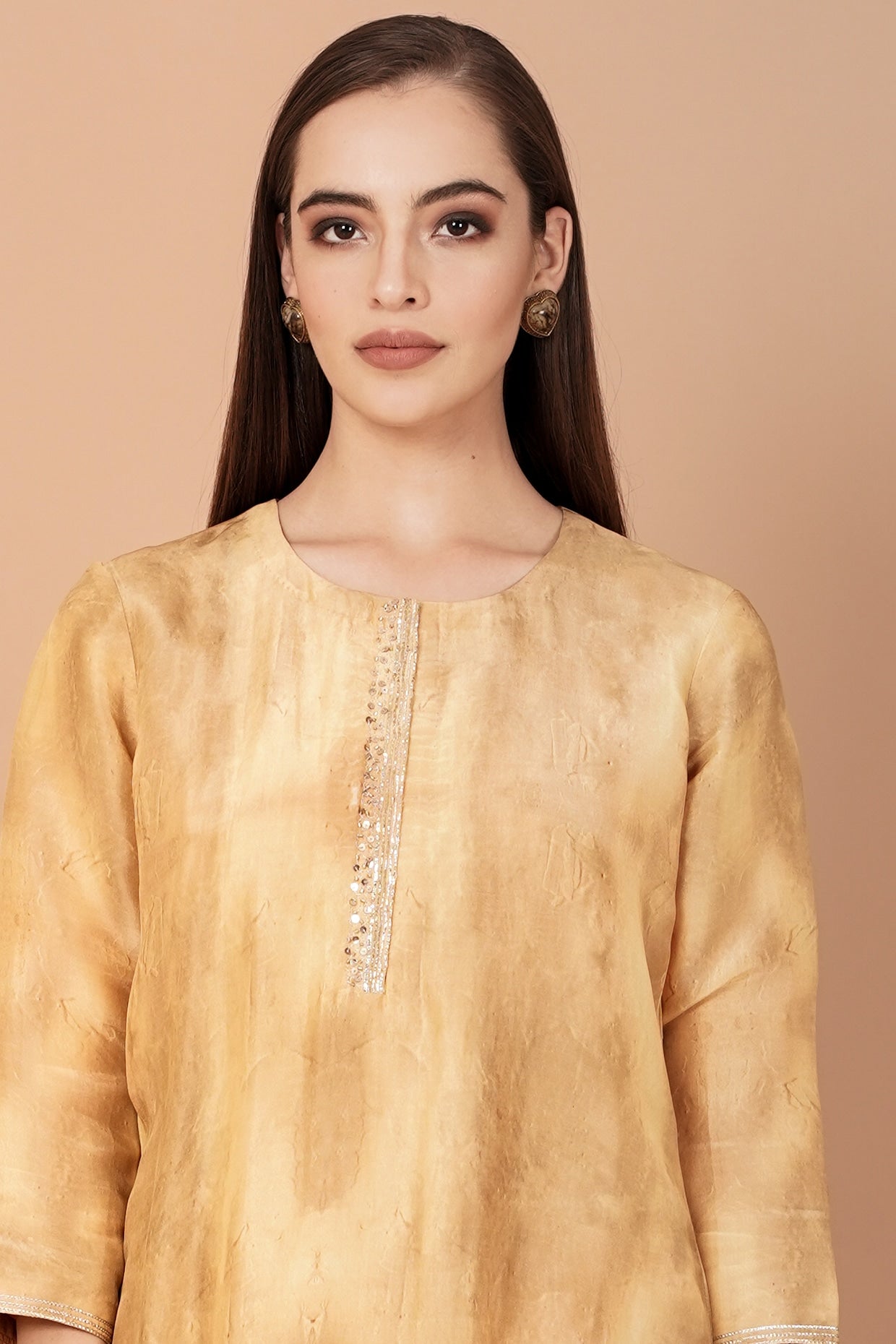 Golden Embellished Kurta Set