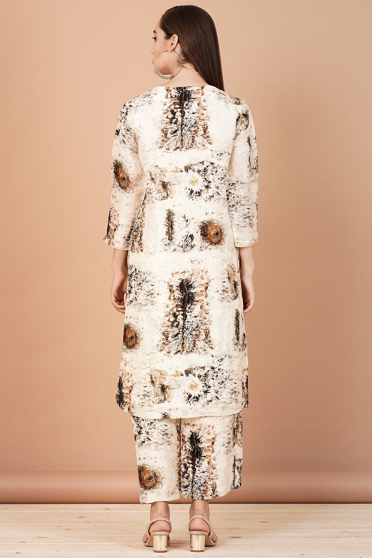 Off White Hand Painted Kurta Set