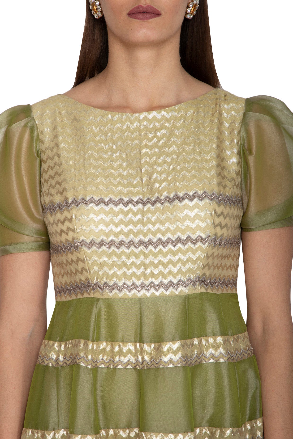 Olive Green Embroidered Anarkali Gown With Dupatta