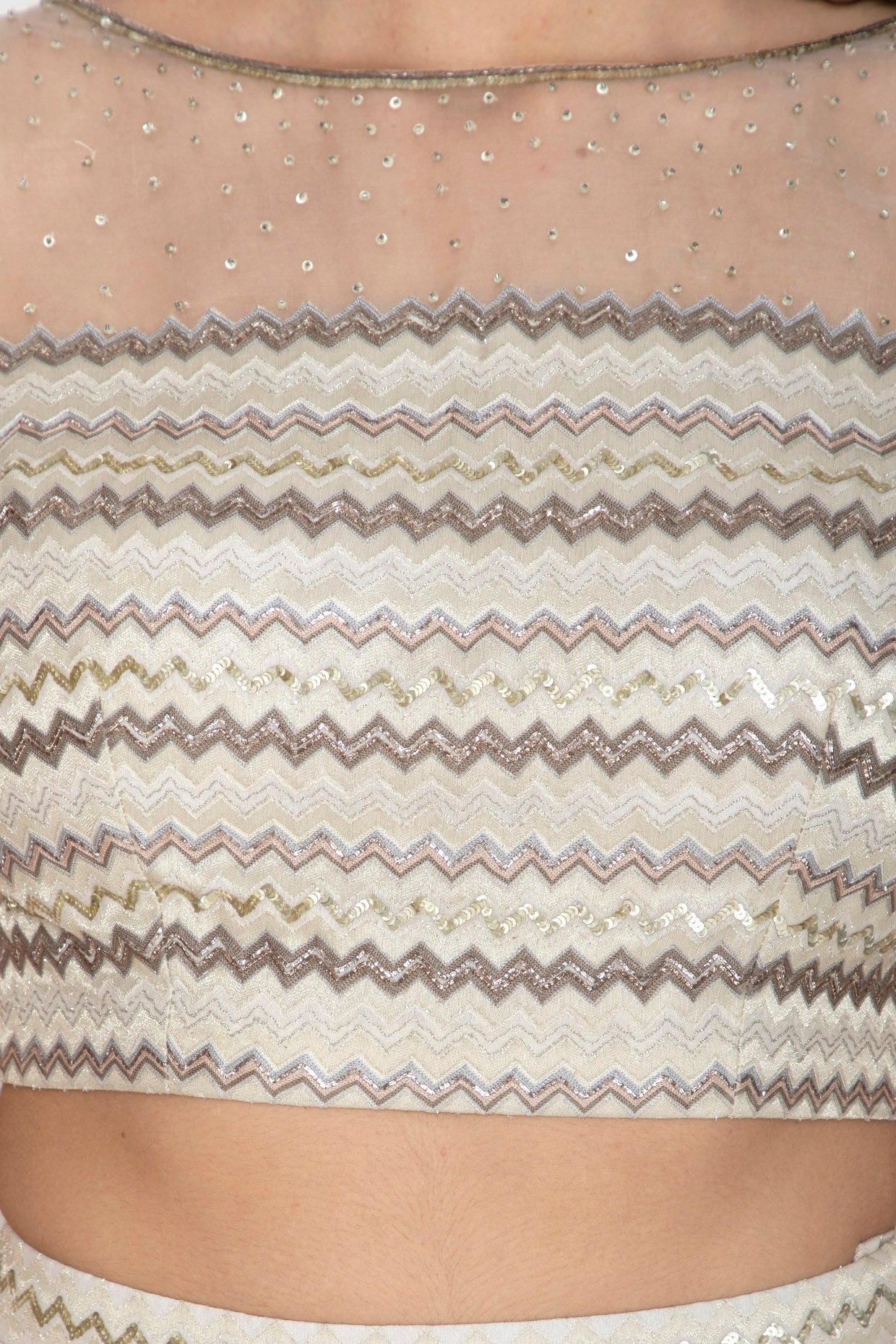 Off White Embroidered Lehenga Set