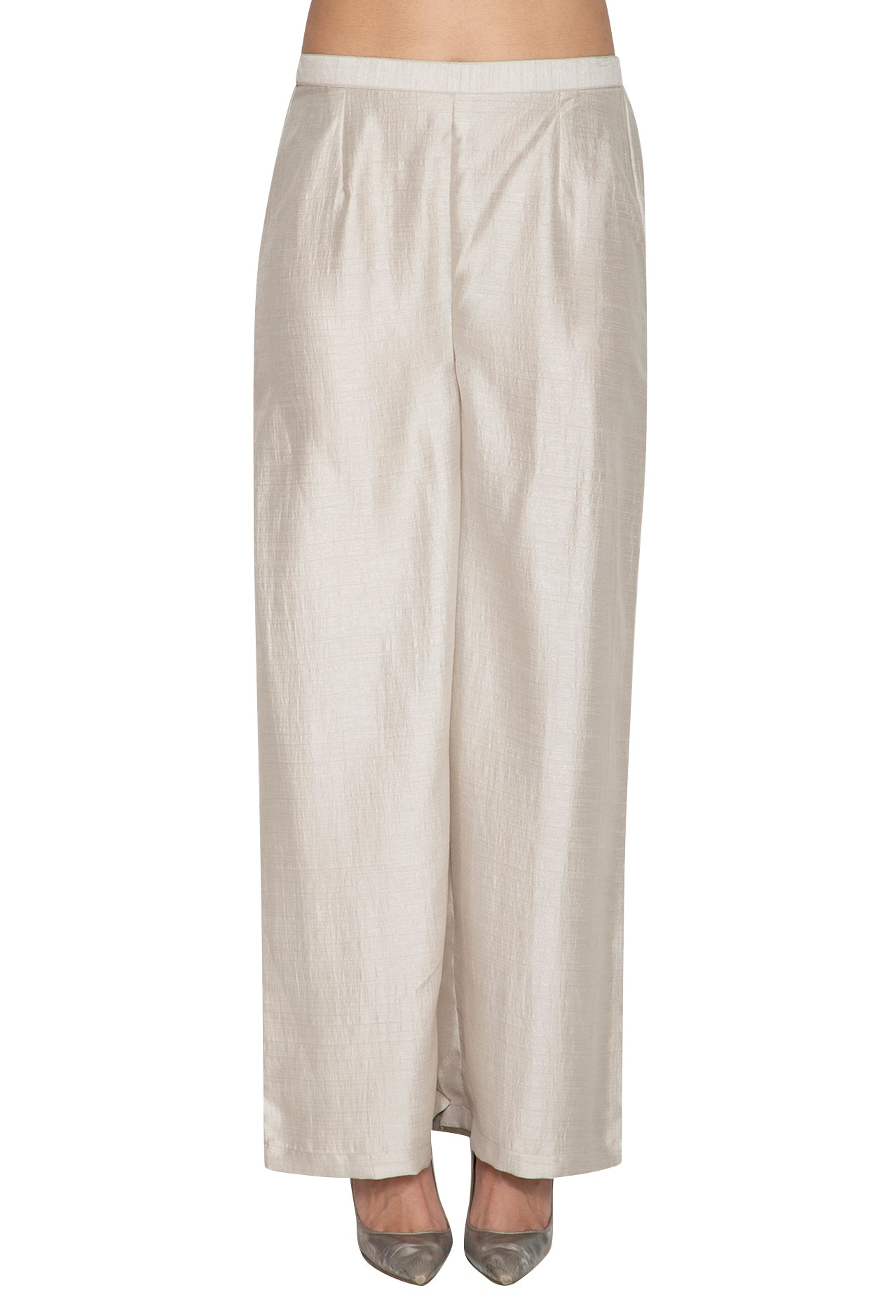 Silver Embroidered Kurta With Pants