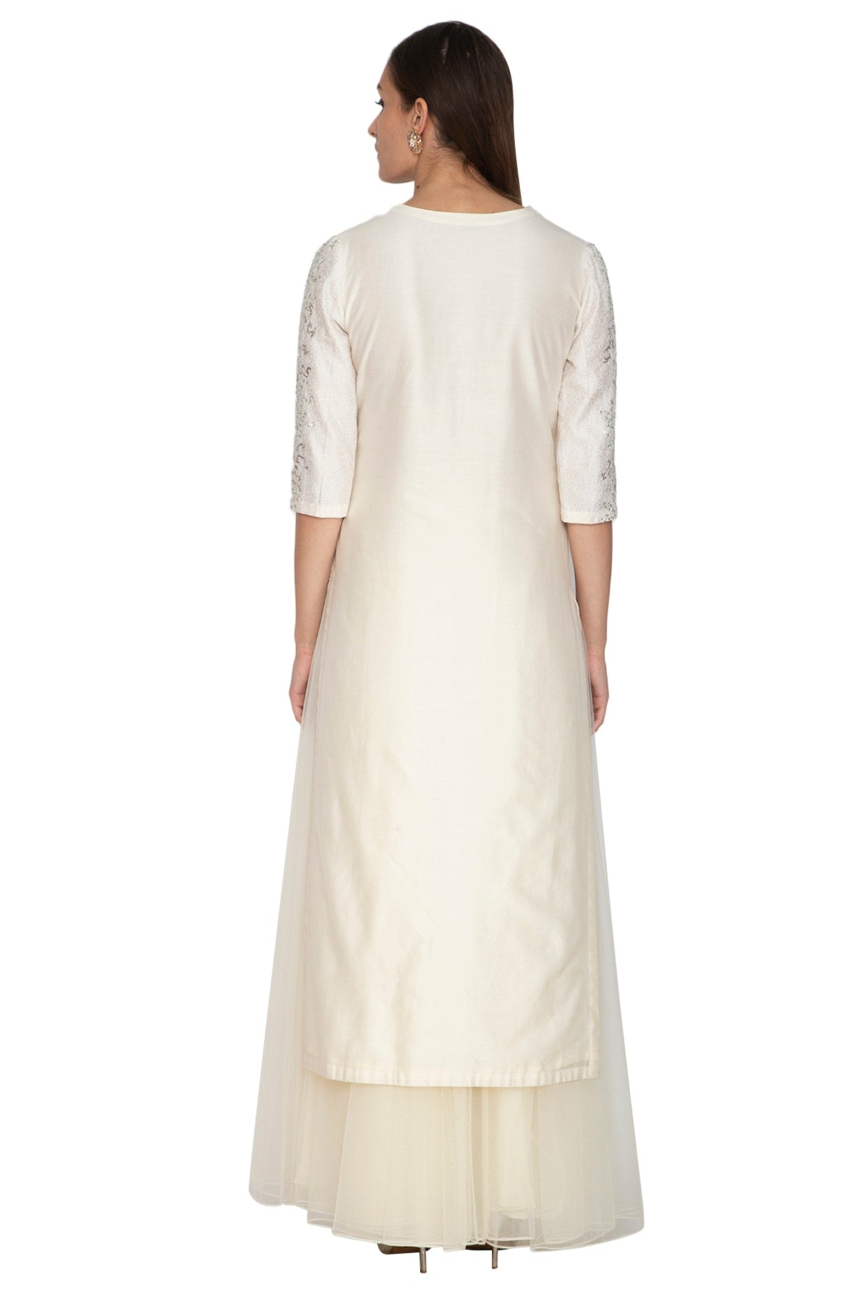 Off White Embroidered Kurta Set