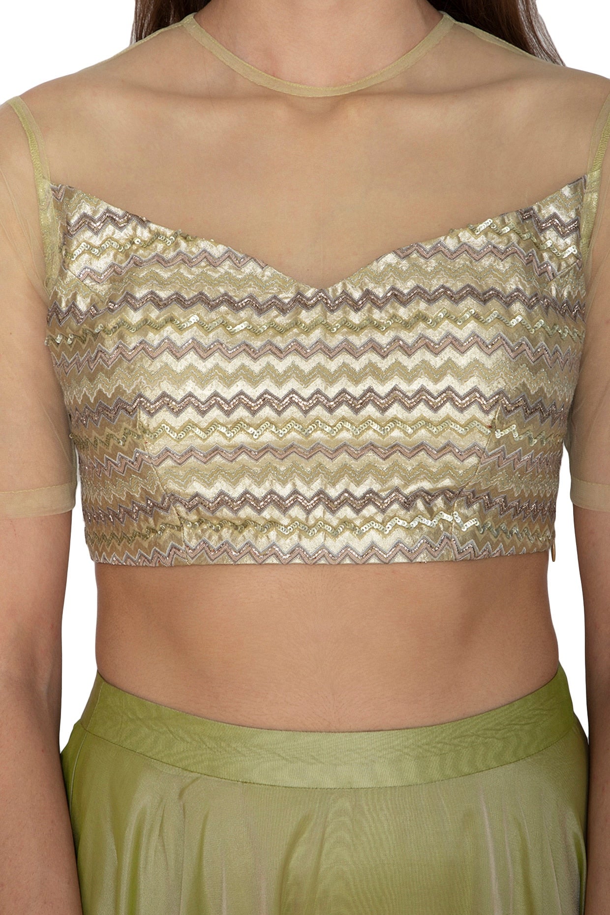 Olive Green Embroidered Lehenga Set