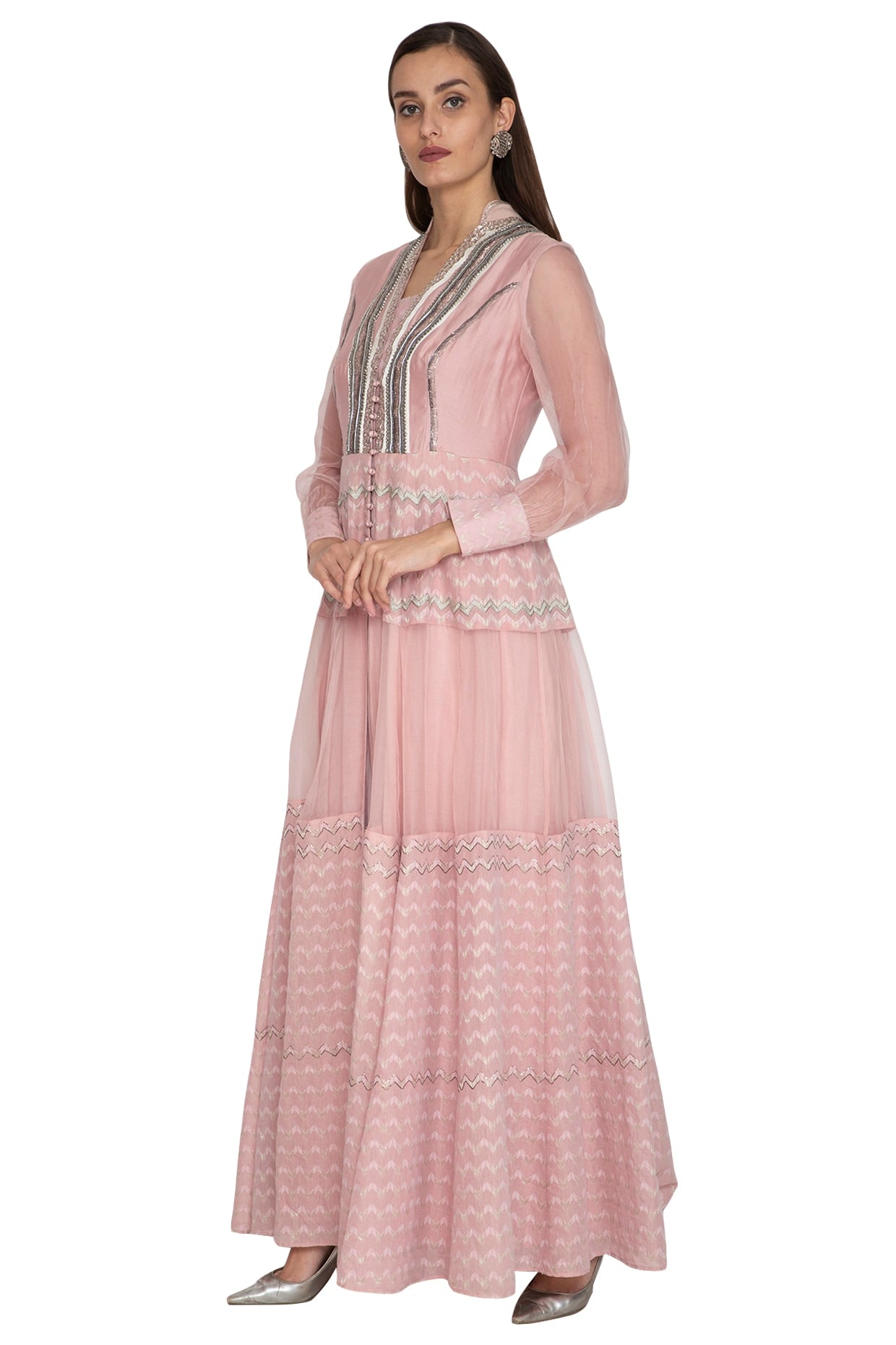 Blush Pink Embroidered Anarkali Set
