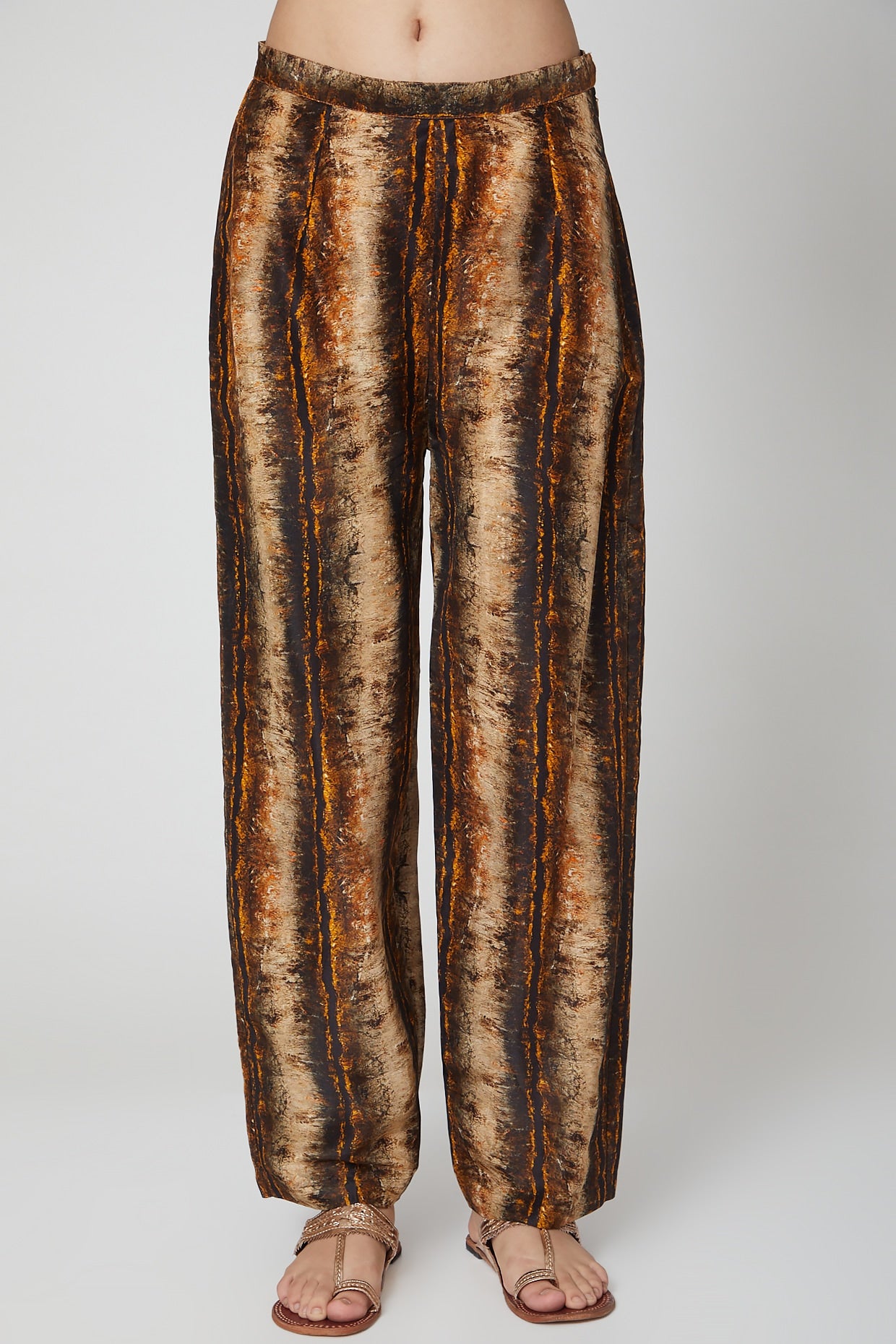 Brown & Gold Printed Kurta Set