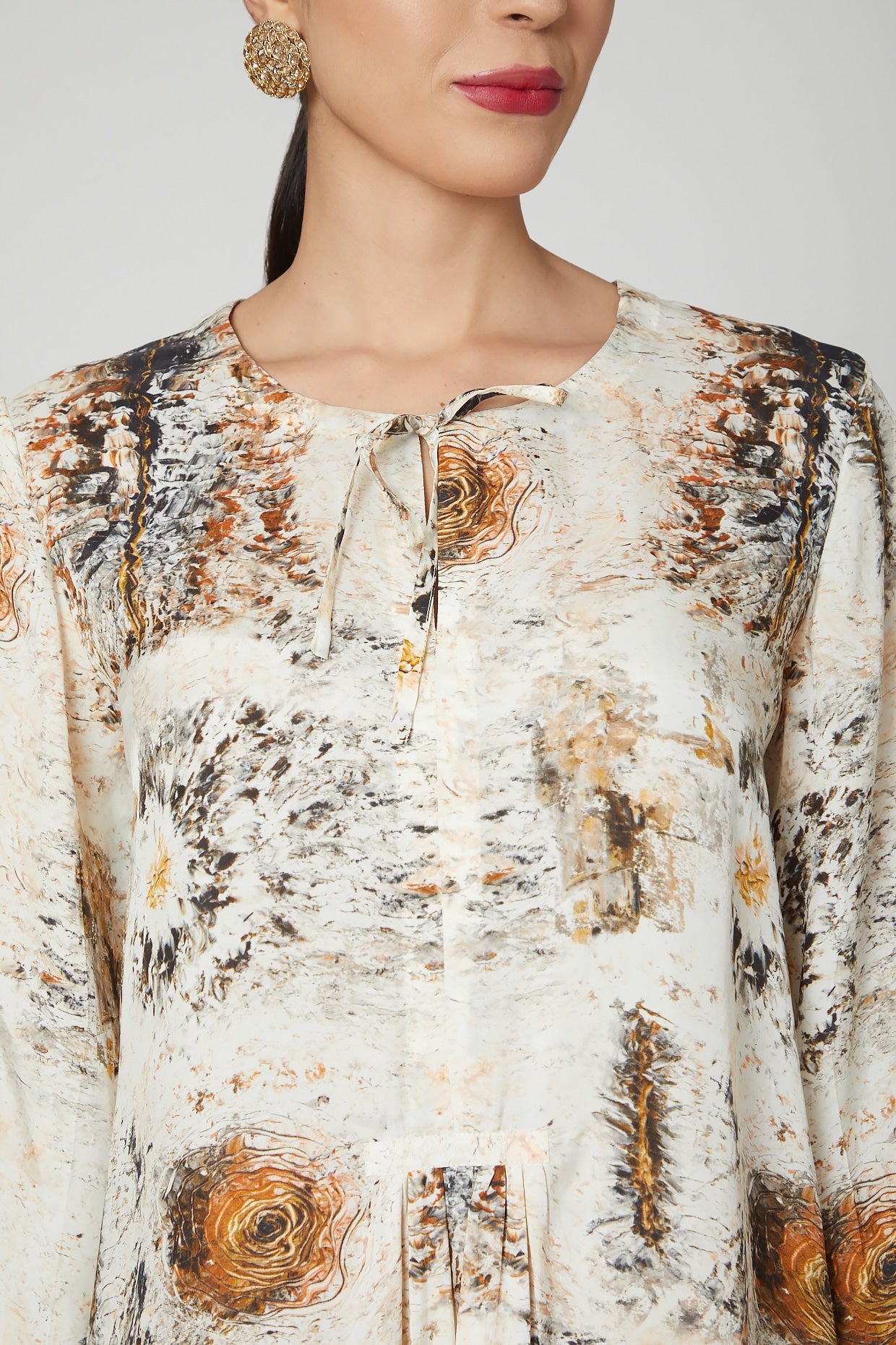 Brown & Beige Printed Tunic