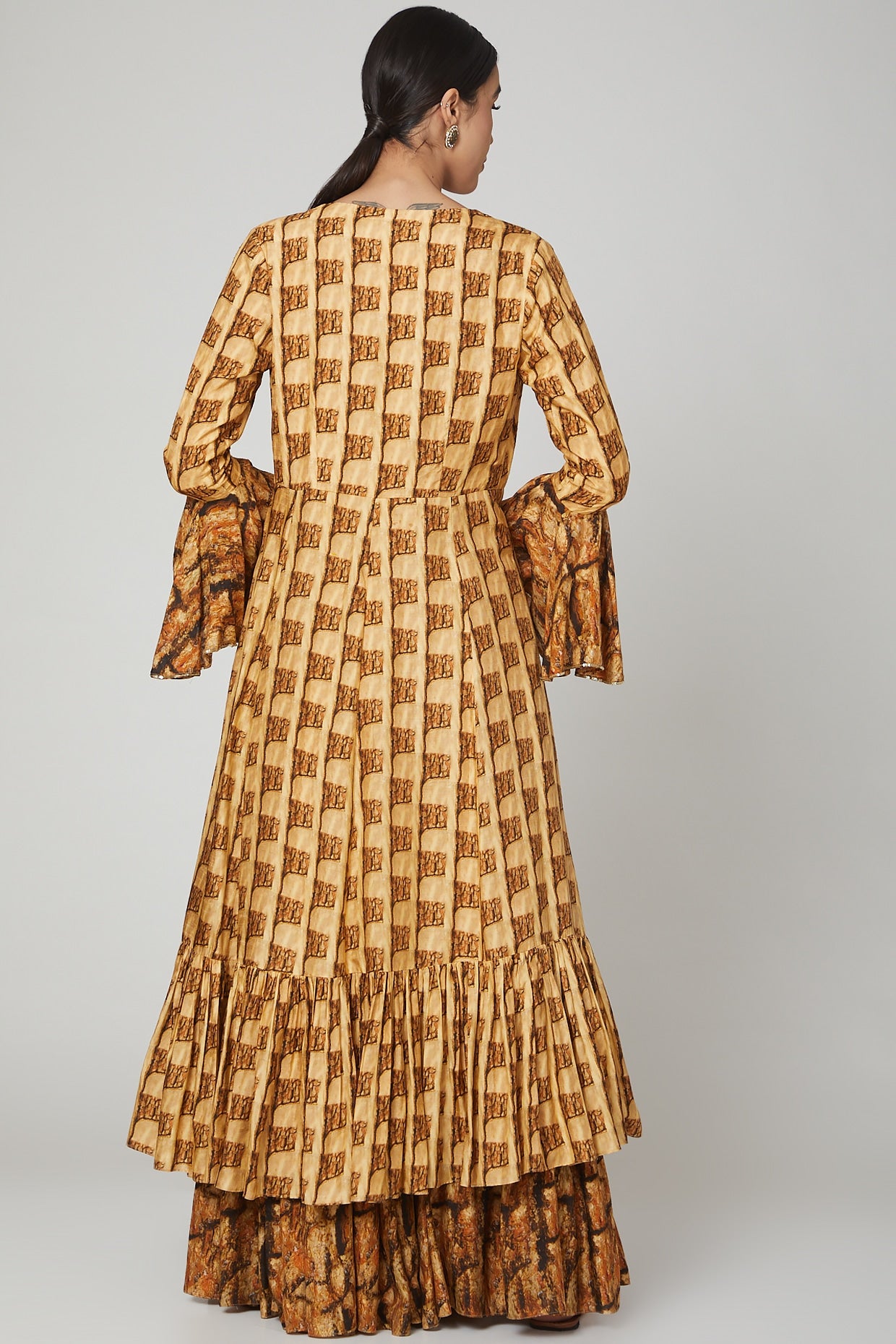 Gold Printed Jacket Set