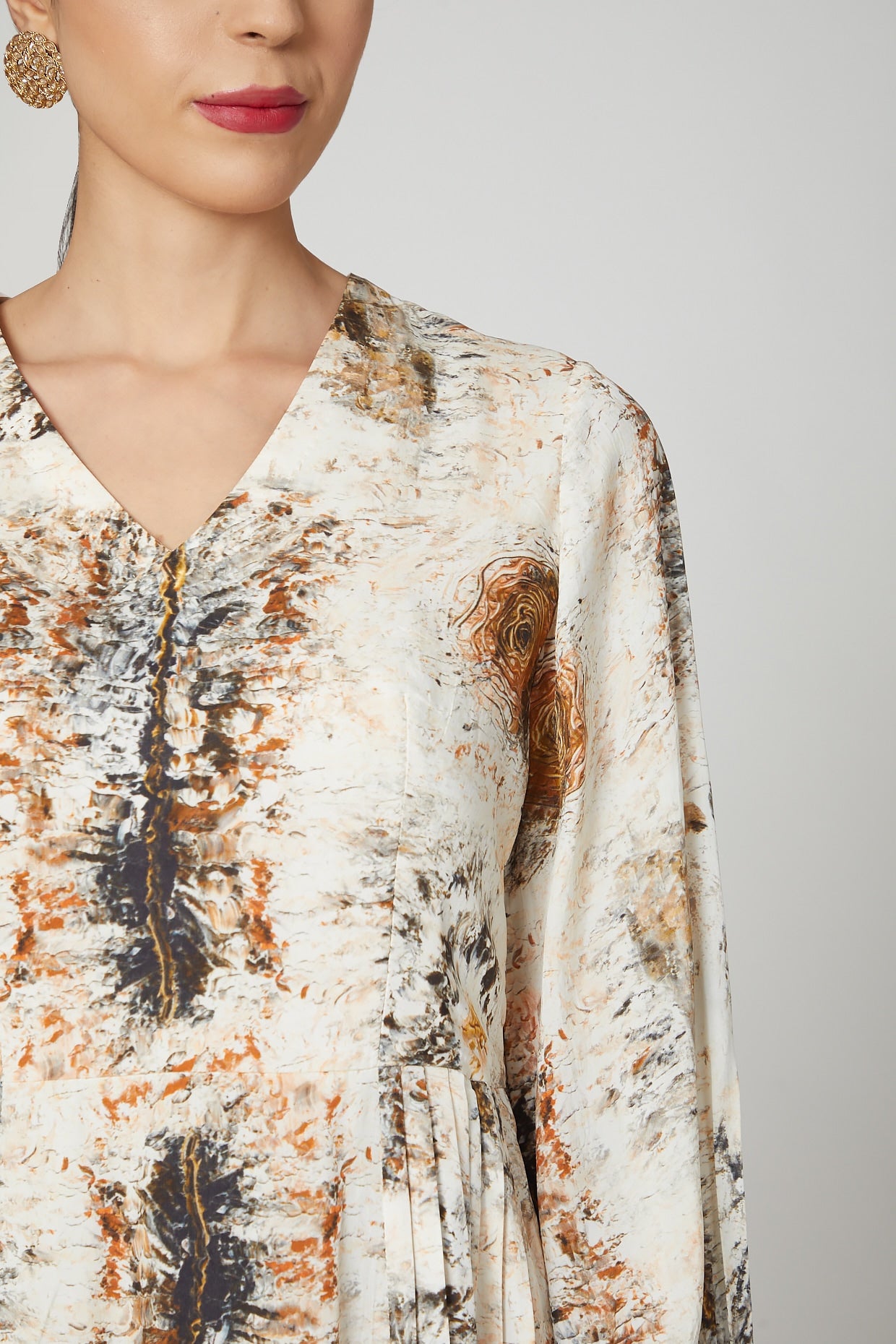 Brown & Beige Printed Dress