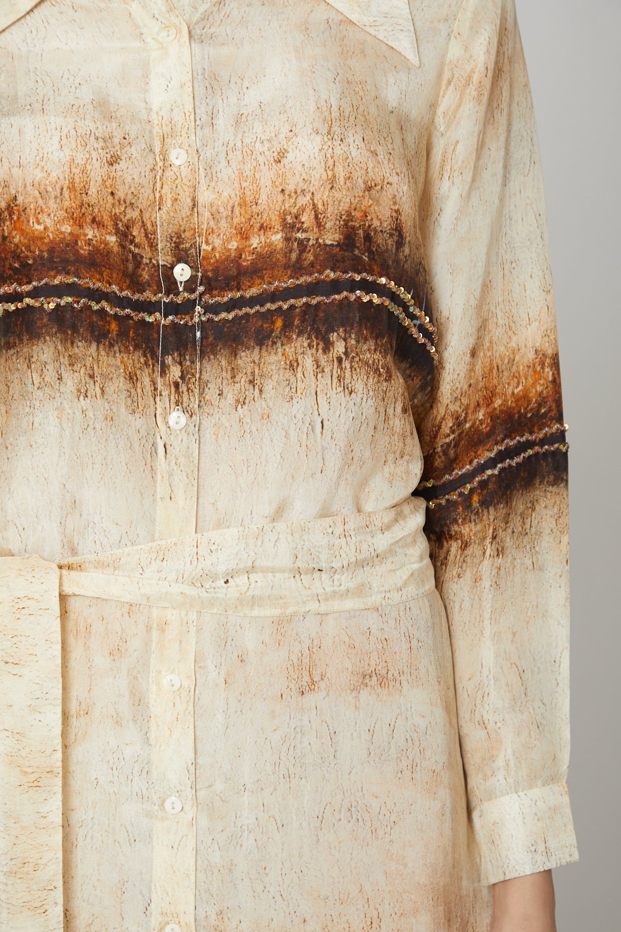 Beige & Brown Printed Tunic