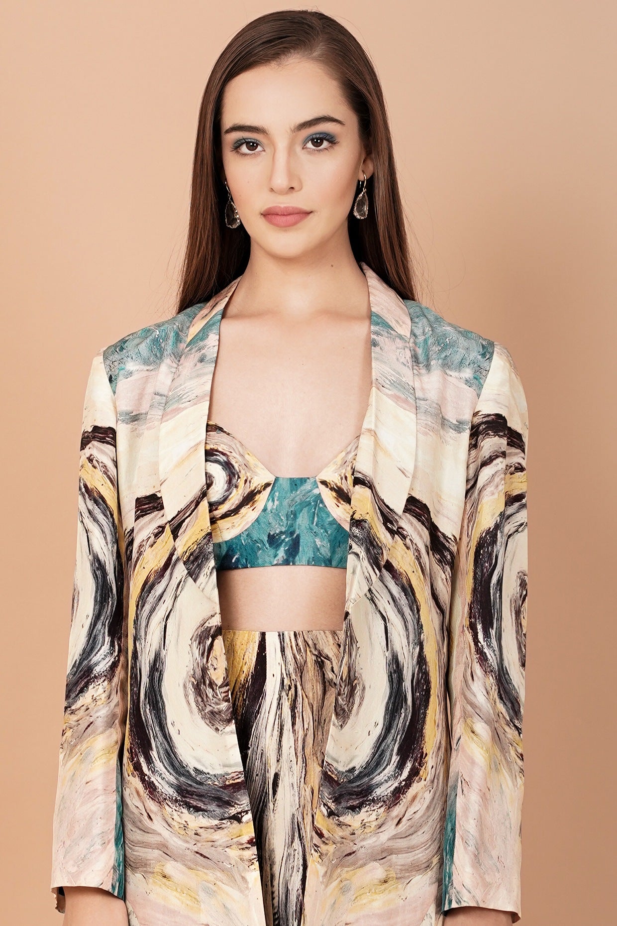 Multi-Coloured Printed Jacket Set