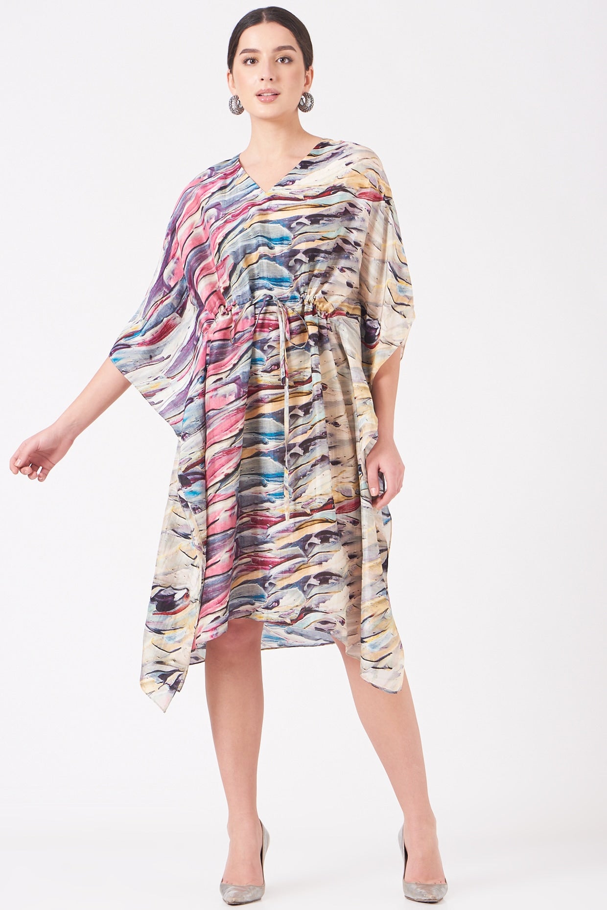 Multicolor Awake Print Short Kaftan