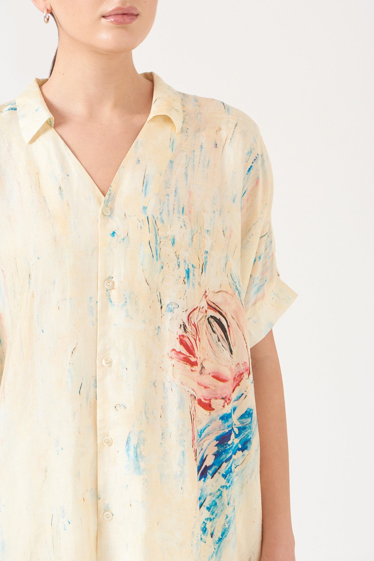 Off White Face Print Kaftan Top